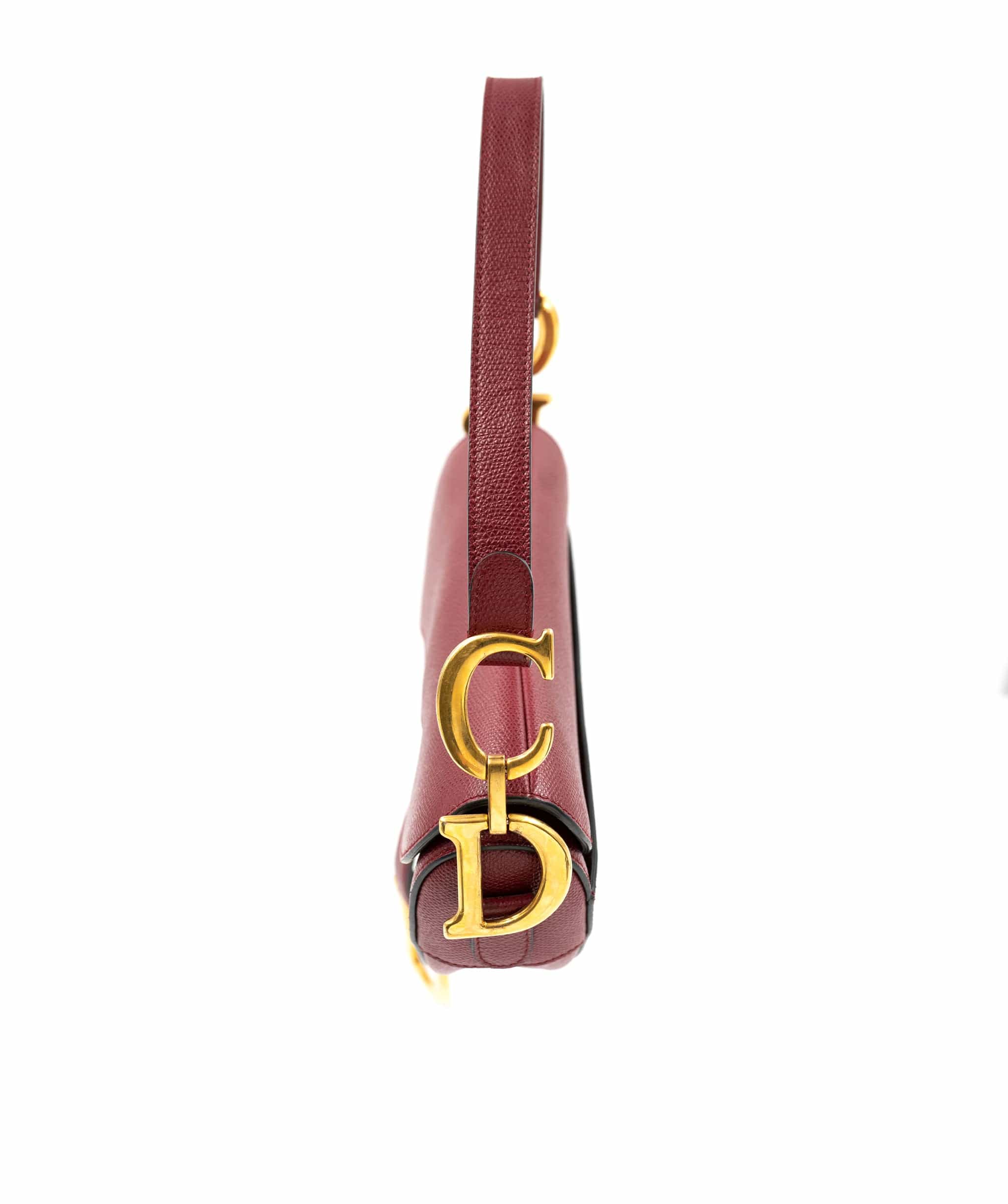 Christian Dior Dior Saddle Burgundy Red Saddle bag with Oblique Studded Strap - AWL3563