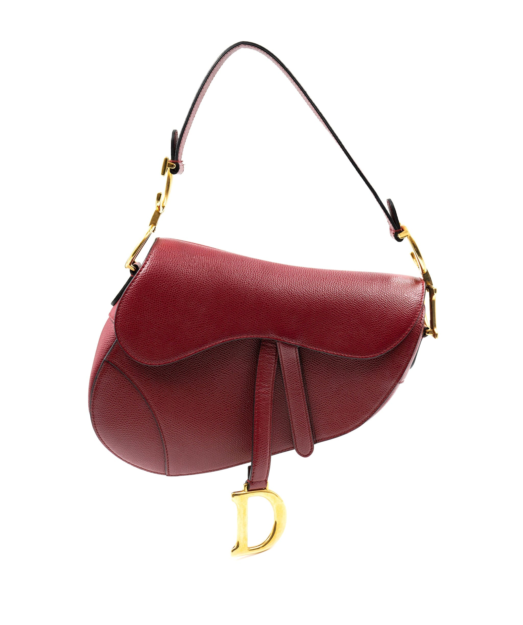 Christian Dior Dior Saddle Burgundy Red Saddle bag with Oblique Studded Strap - AWL3563