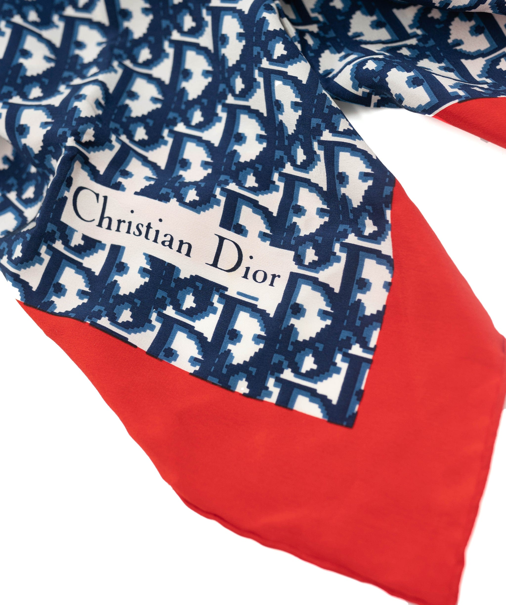 Christian Dior Dior Trotter Monogram Scarf Navy Red ASL4026