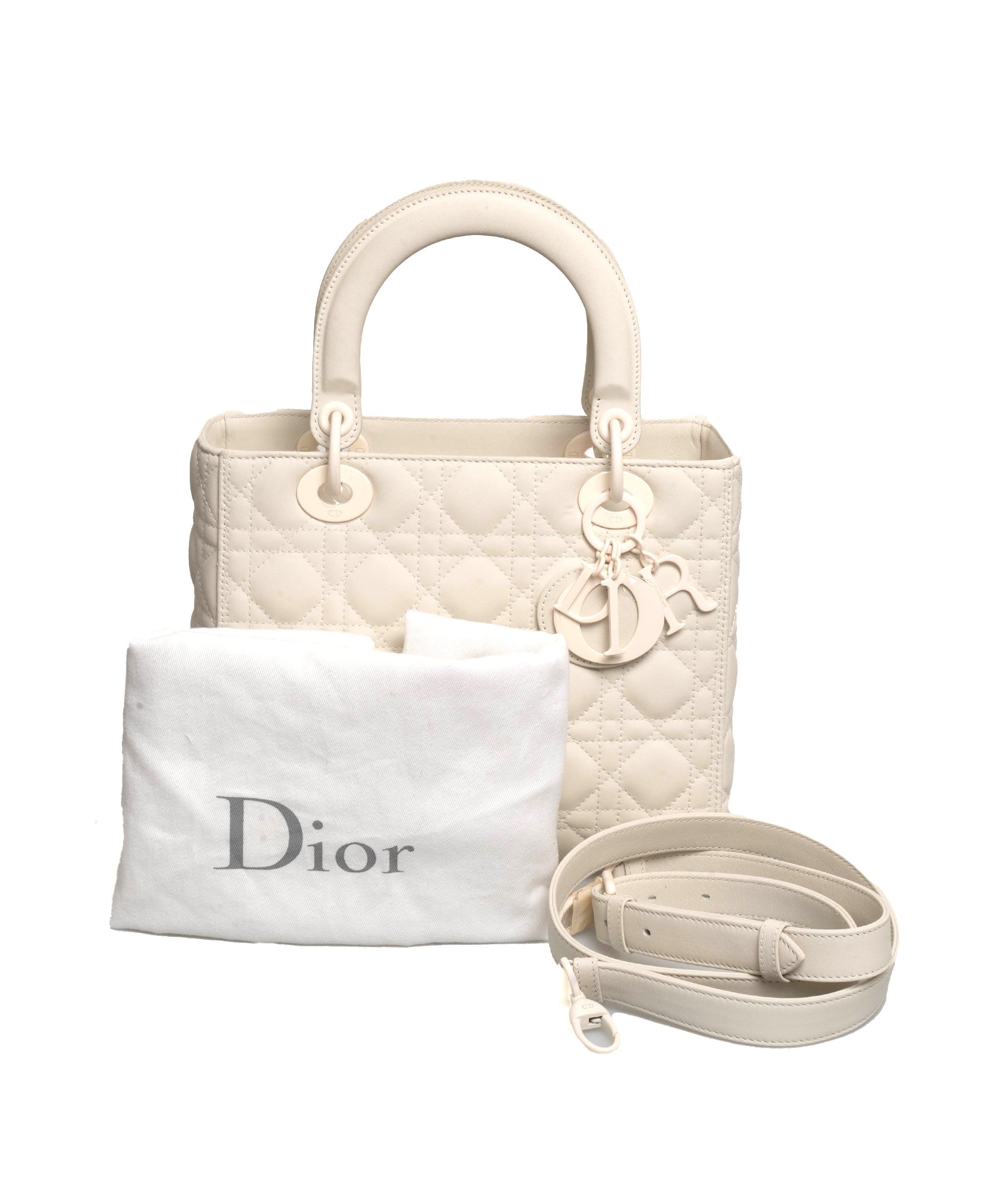 Christian Dior Lady Dior Medium Ultramatte White Bag- AWL1789