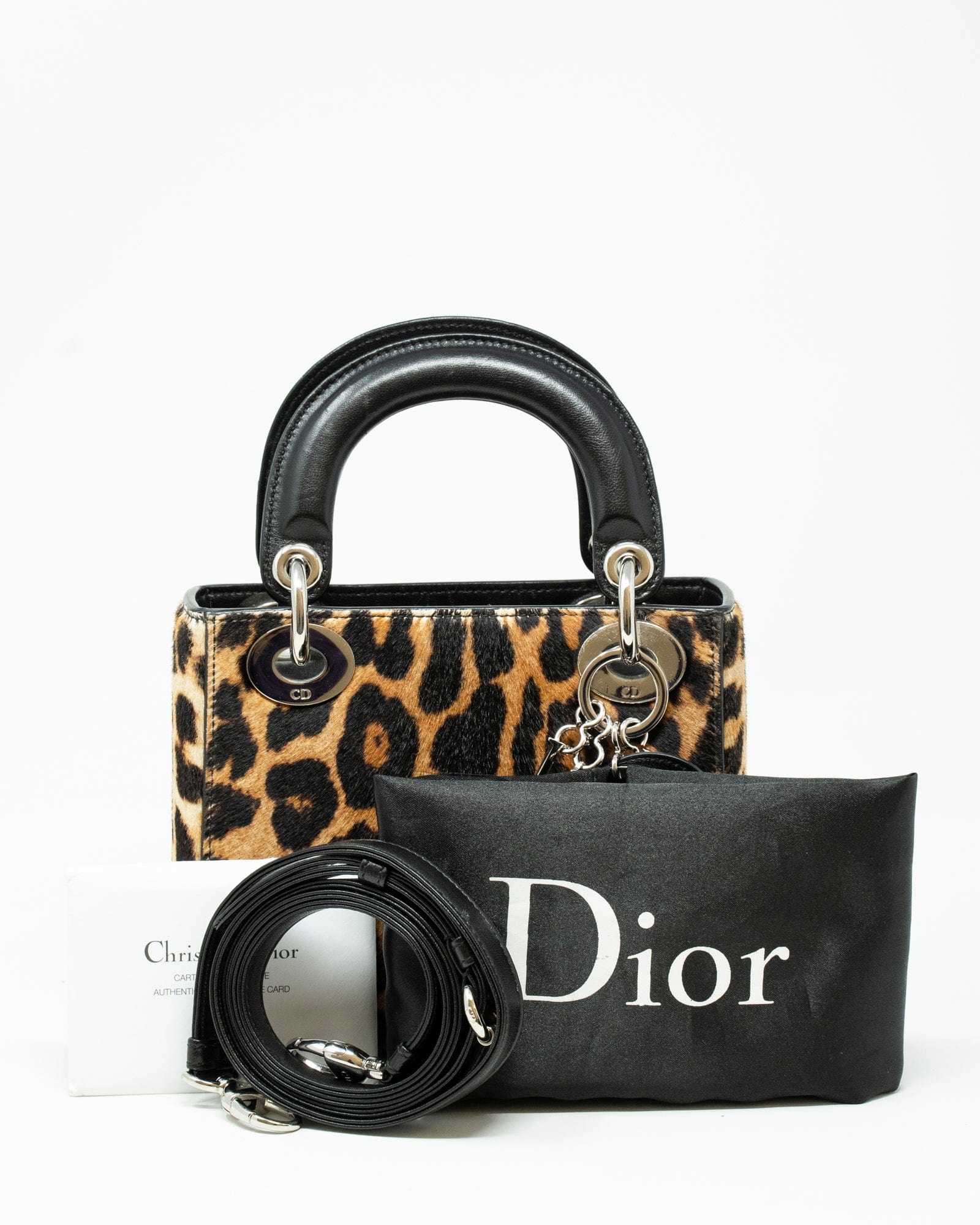 Christian Dior Lady Dior Mini with Leopard Print and SHW - AWL3436