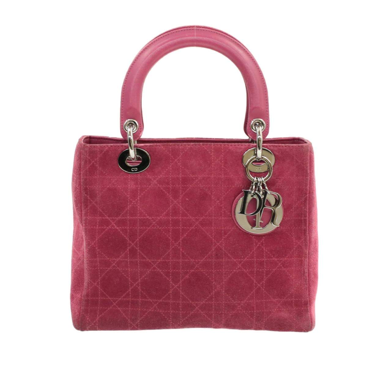 Christian Dior Lady Dior Pink Suede Bag with Shoulder Strap