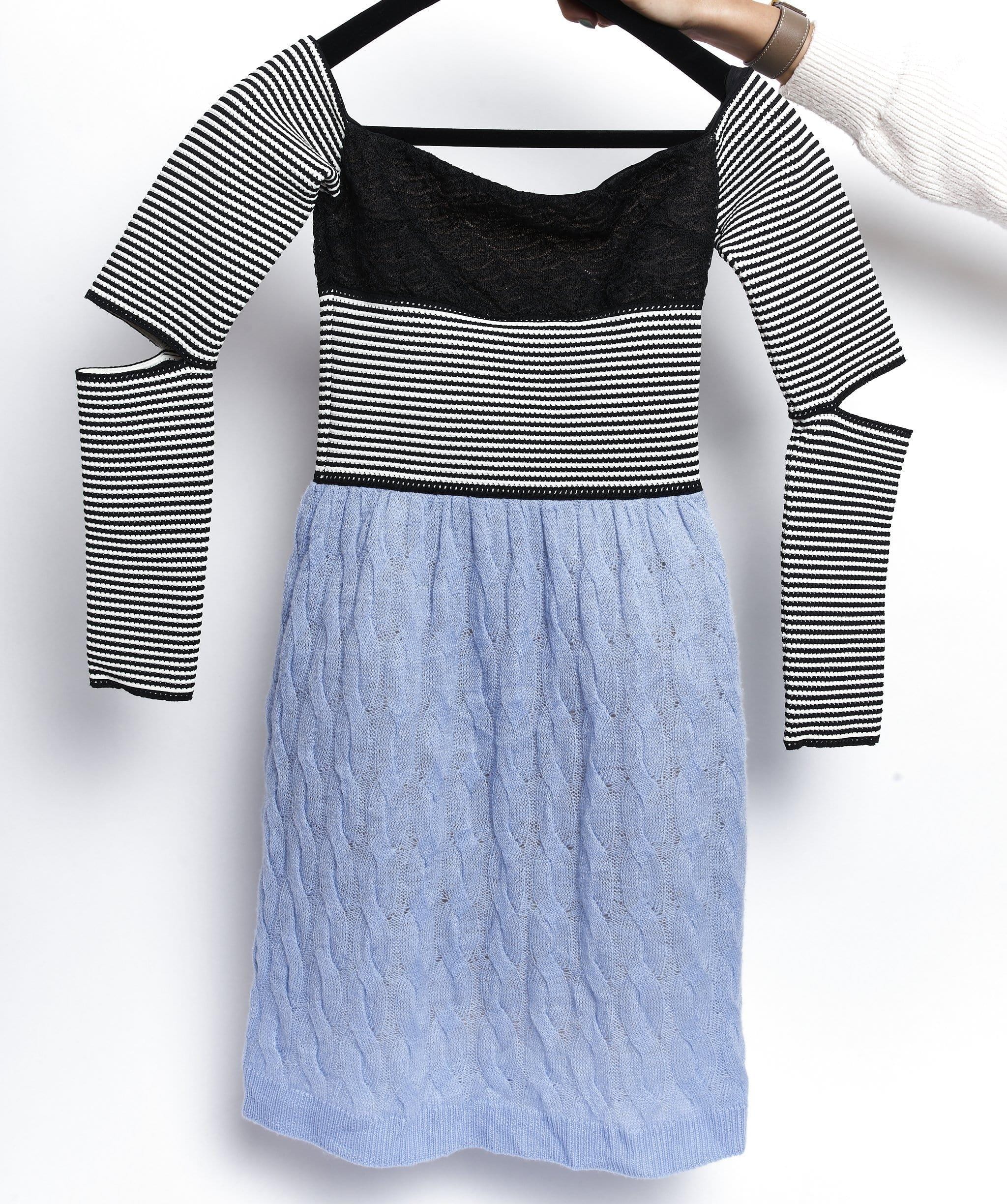 Christian Dior Christian Dior Striped Black and Blue Dress