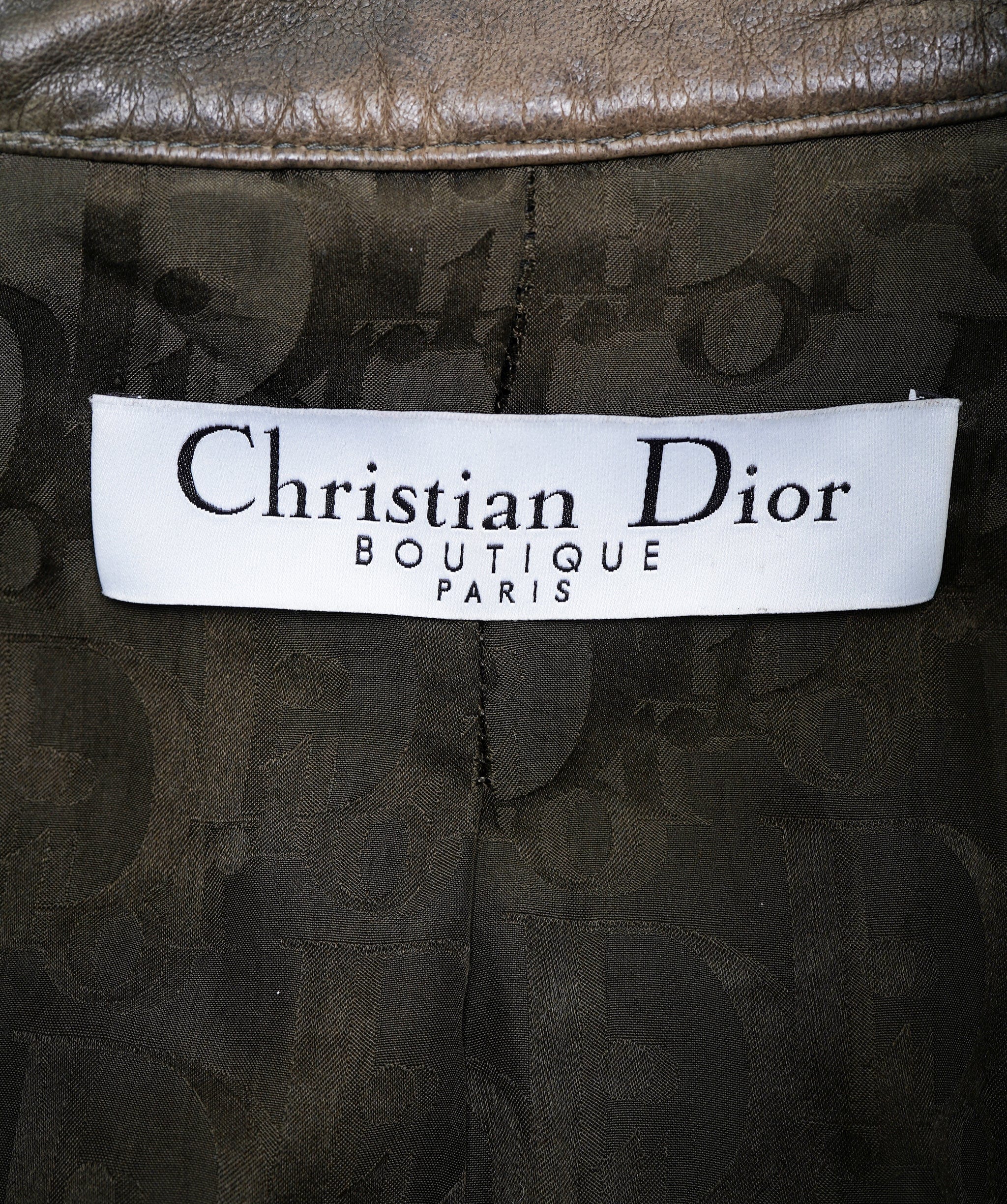 Christian Dior Dior Leather Biker Jacket Khaki Green ASL6974