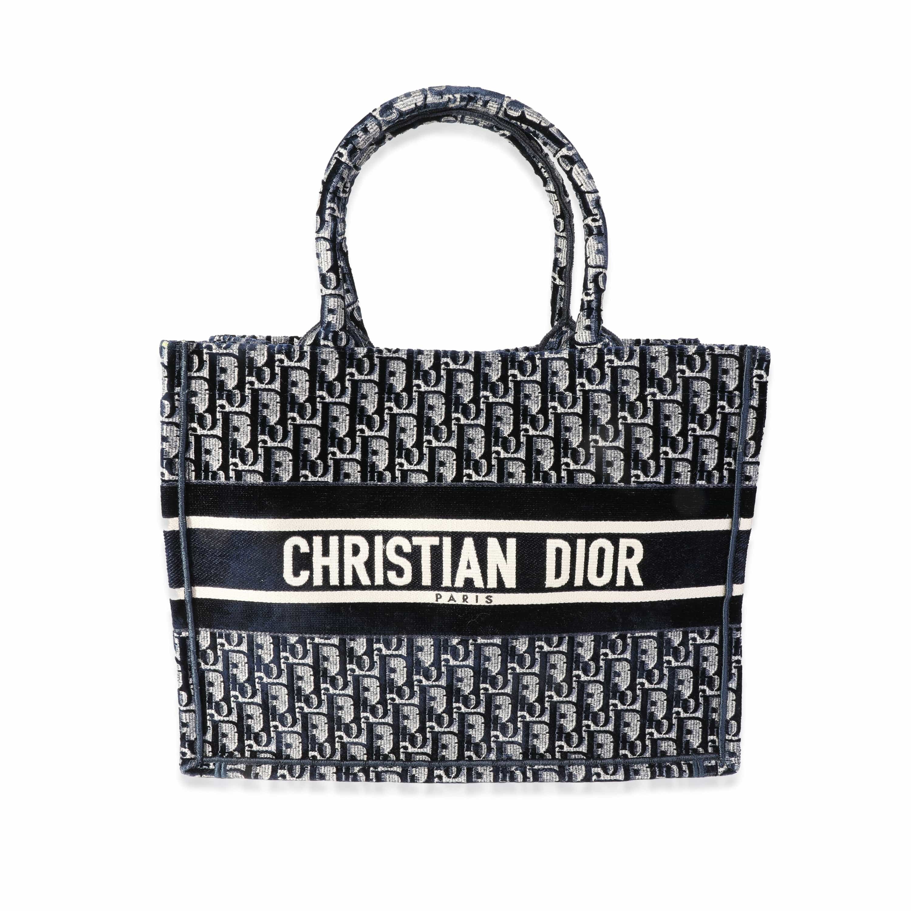 Christian Dior Christian Dior Blue Oblique Velvet Small Book Tote