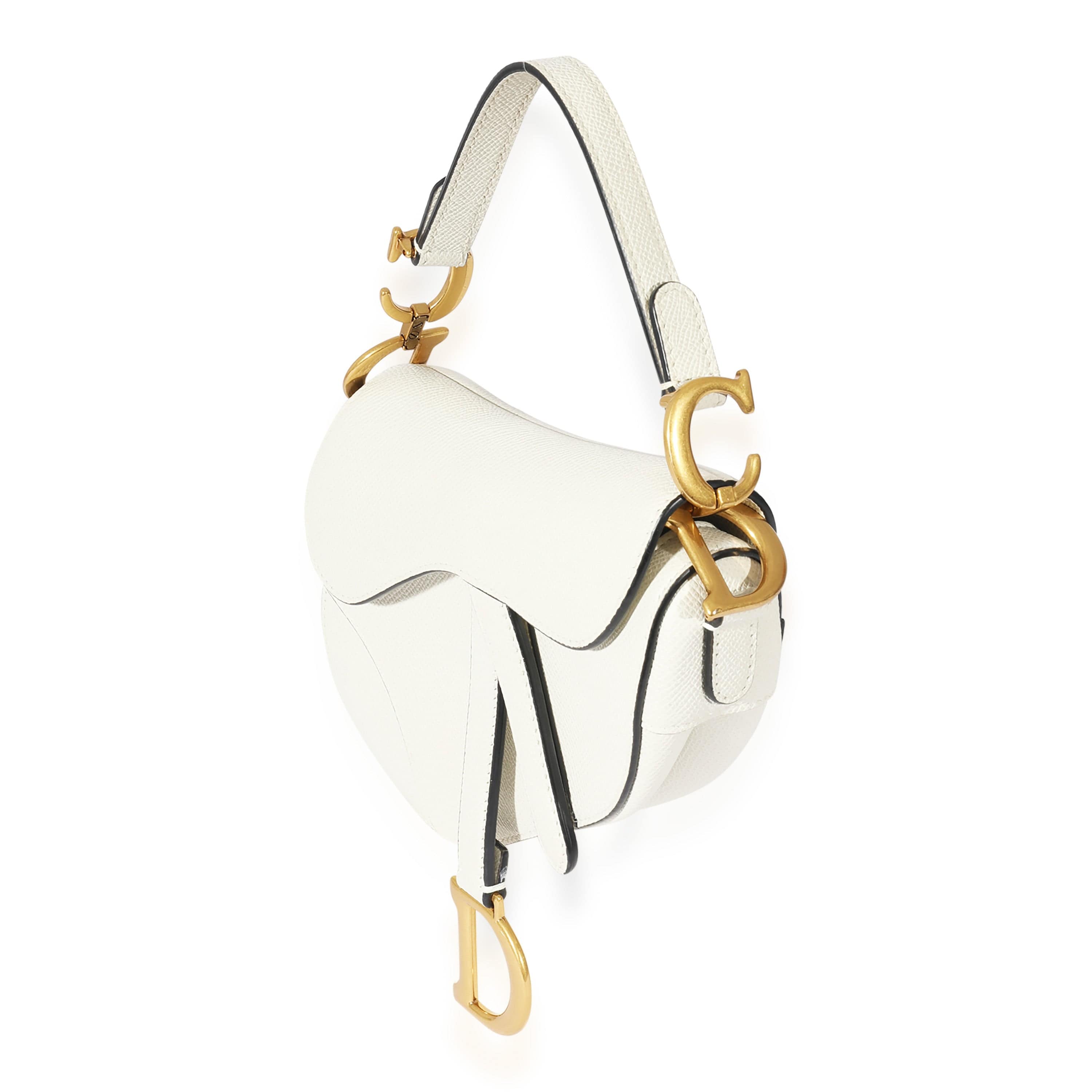 Christian Dior Christian Dior White Leather Mini Saddle Bag