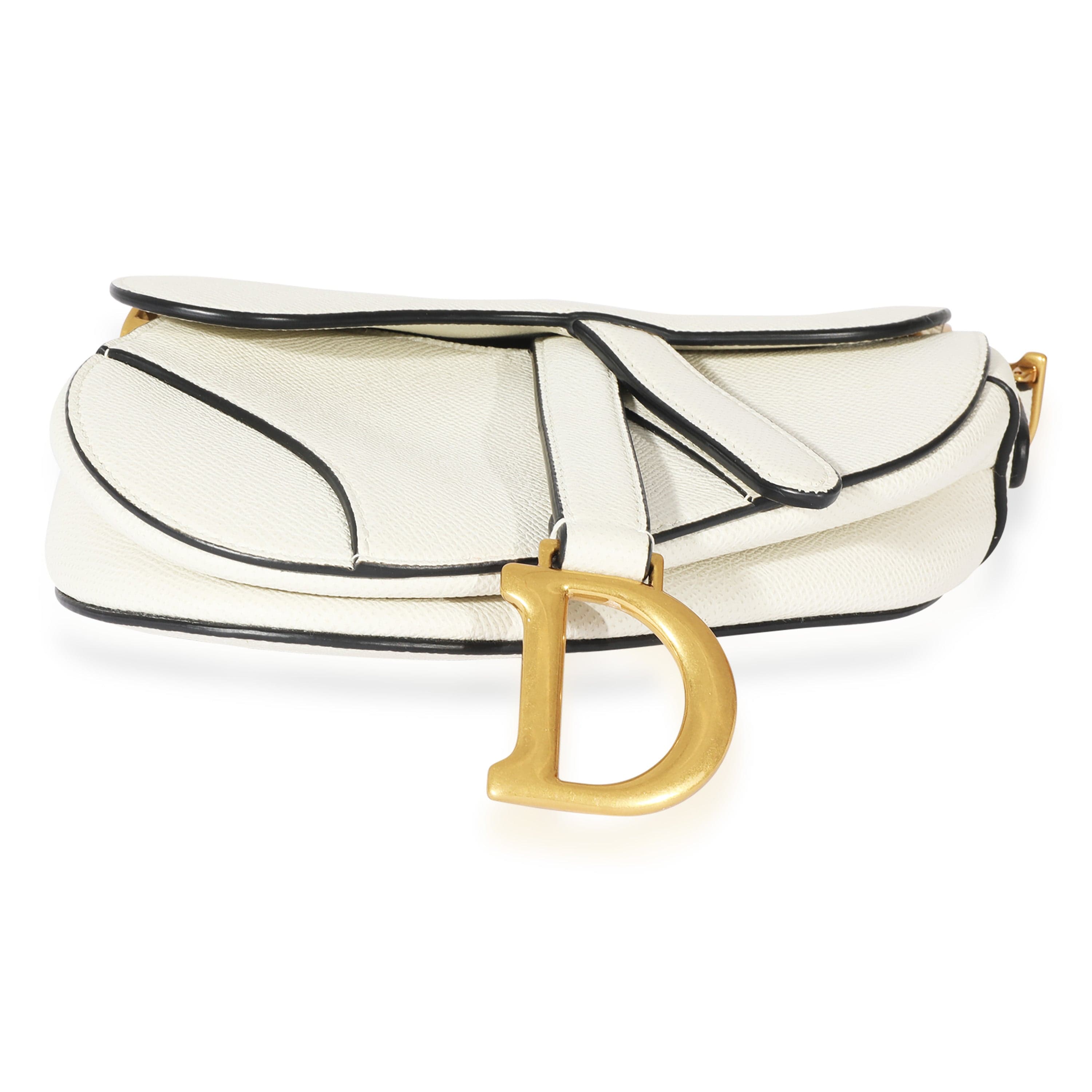 Christian Dior Christian Dior White Leather Mini Saddle Bag