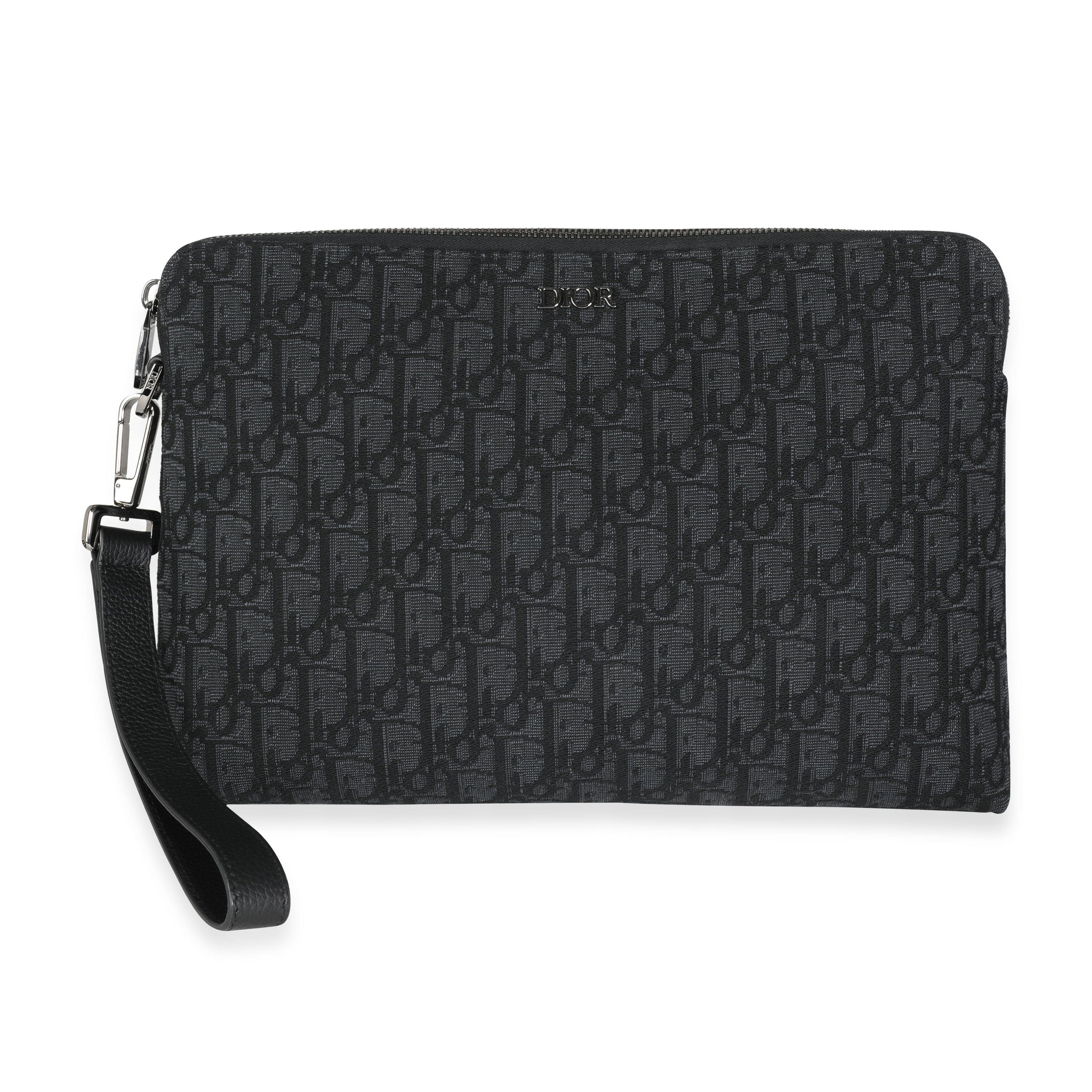 Christian Dior Dior Black & Blue Oblique Jacquard Pouch