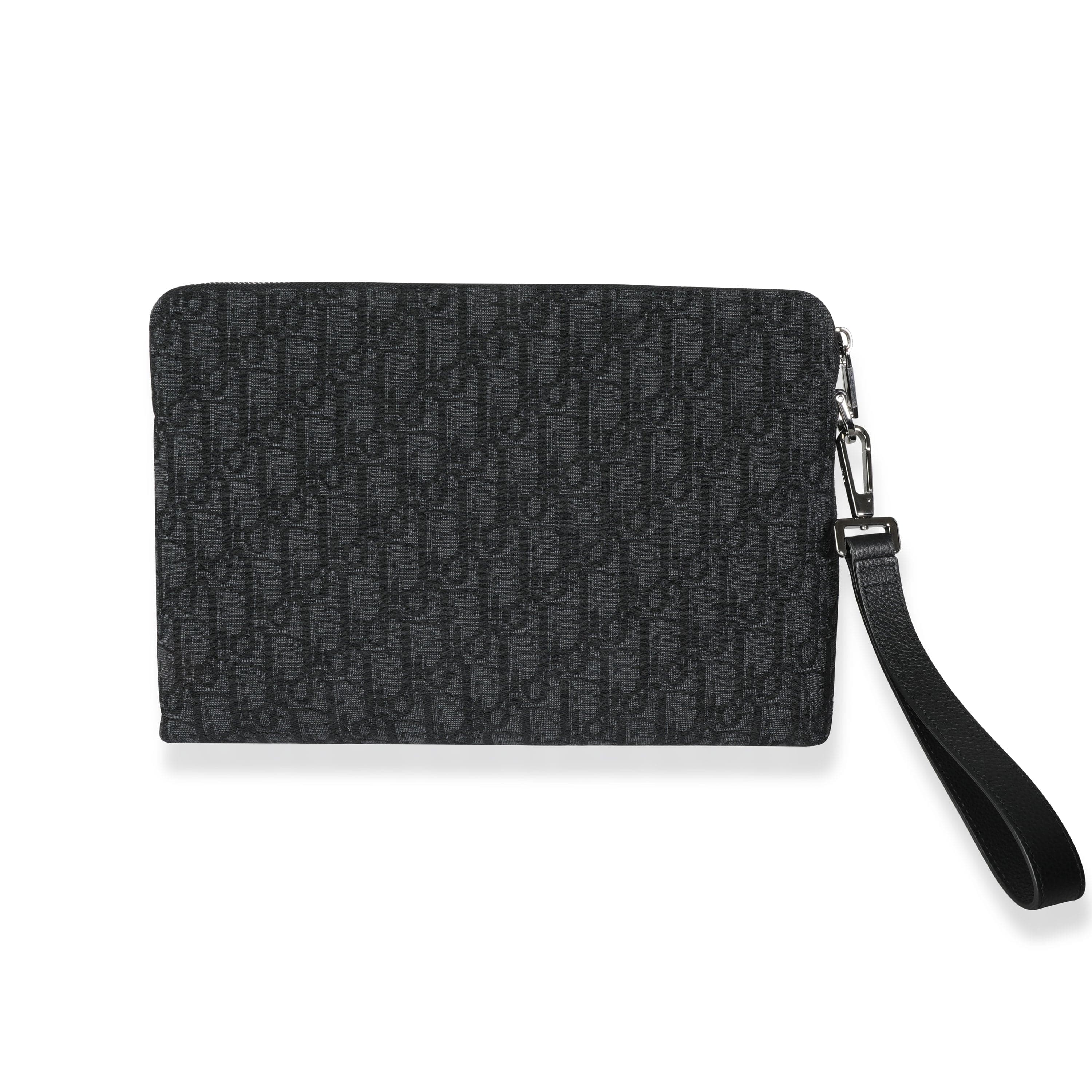 Christian Dior Dior Black & Blue Oblique Jacquard Pouch