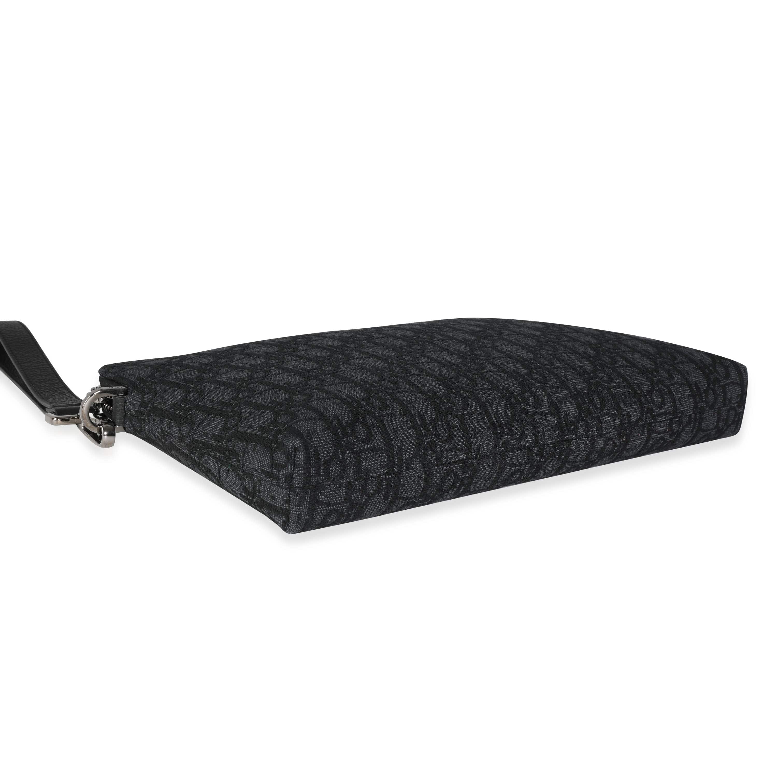 Christian Dior Dior Black & Blue Oblique Jacquard Pouch