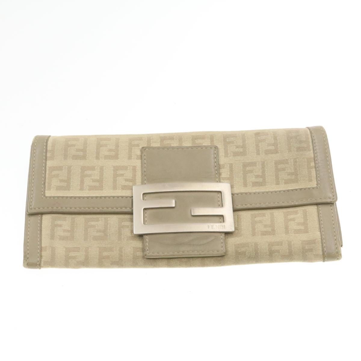 Fendi FENDI Beige Zucca Fendi Logo Wallet