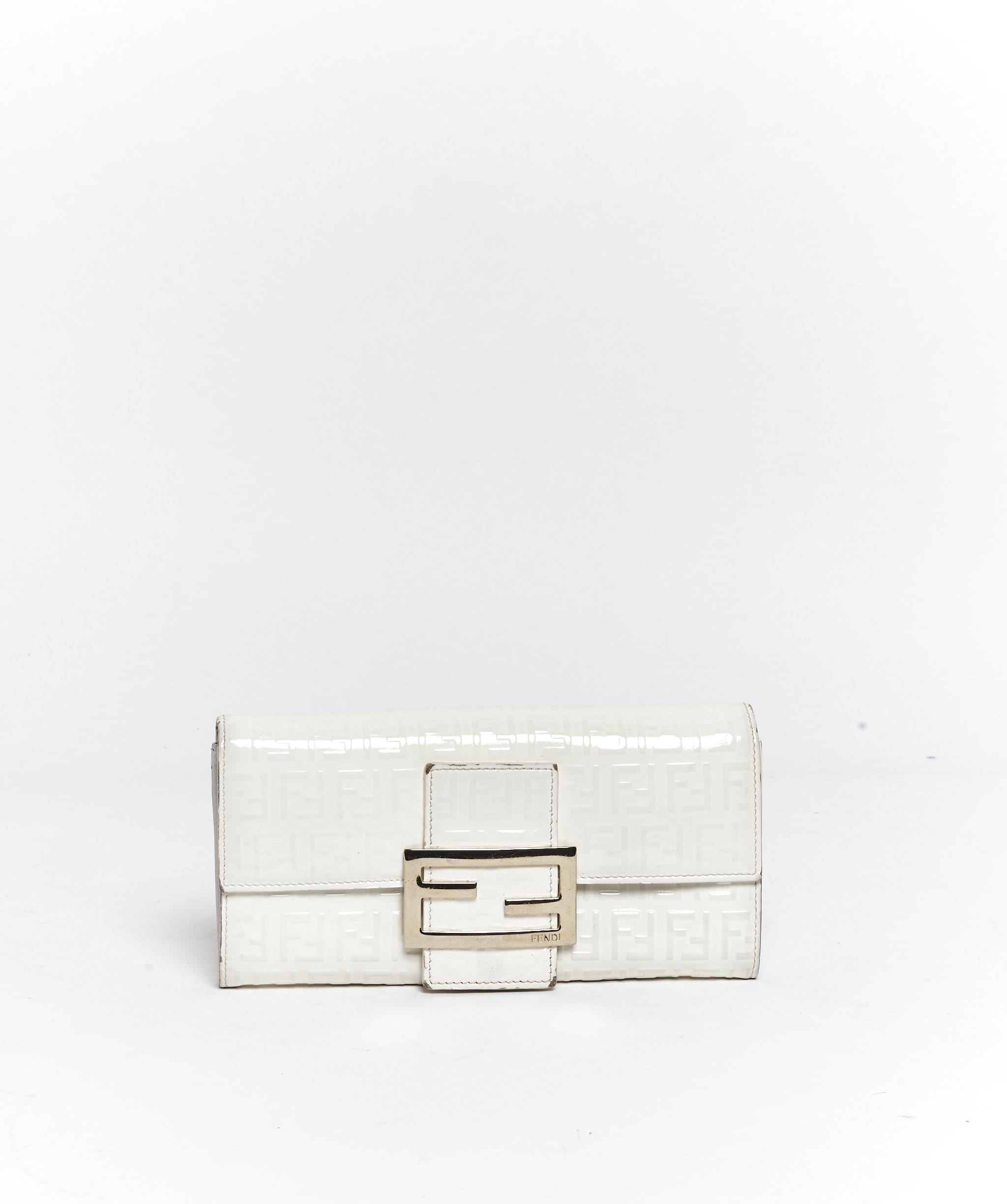 Fendi Fendi Zucca FF Patent White Wallet