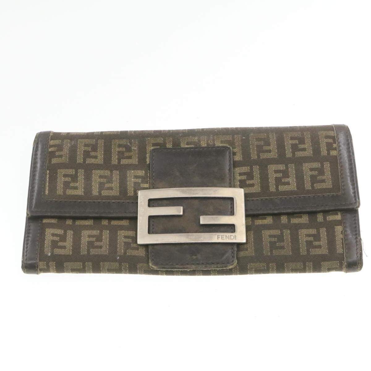 Fendi FENDI Zucca Zucchino FF Silver Logo Long Wallet