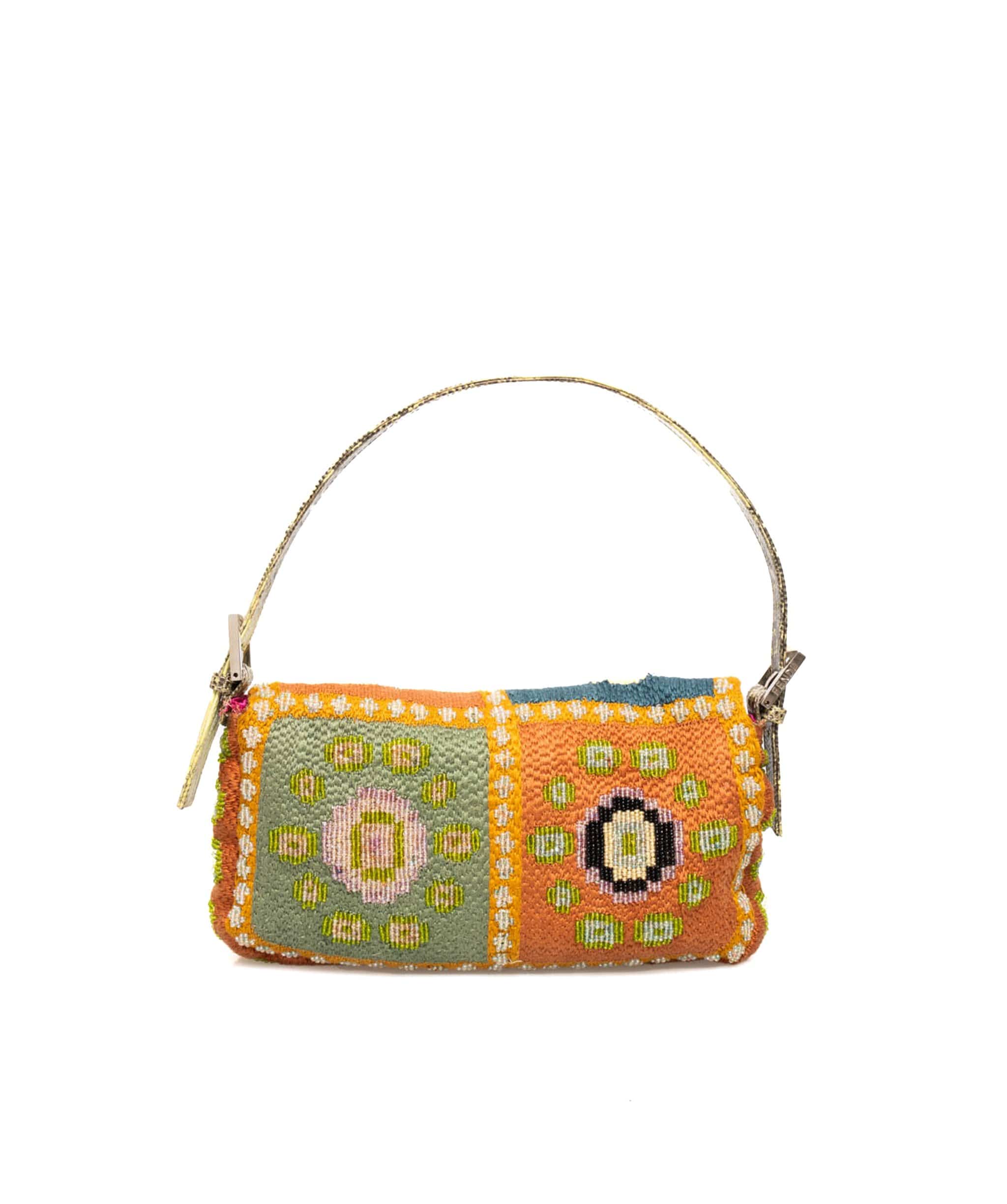 Fendi Fendi Beaded Baguette Bag with Lizard Skin Leather - AWL1774