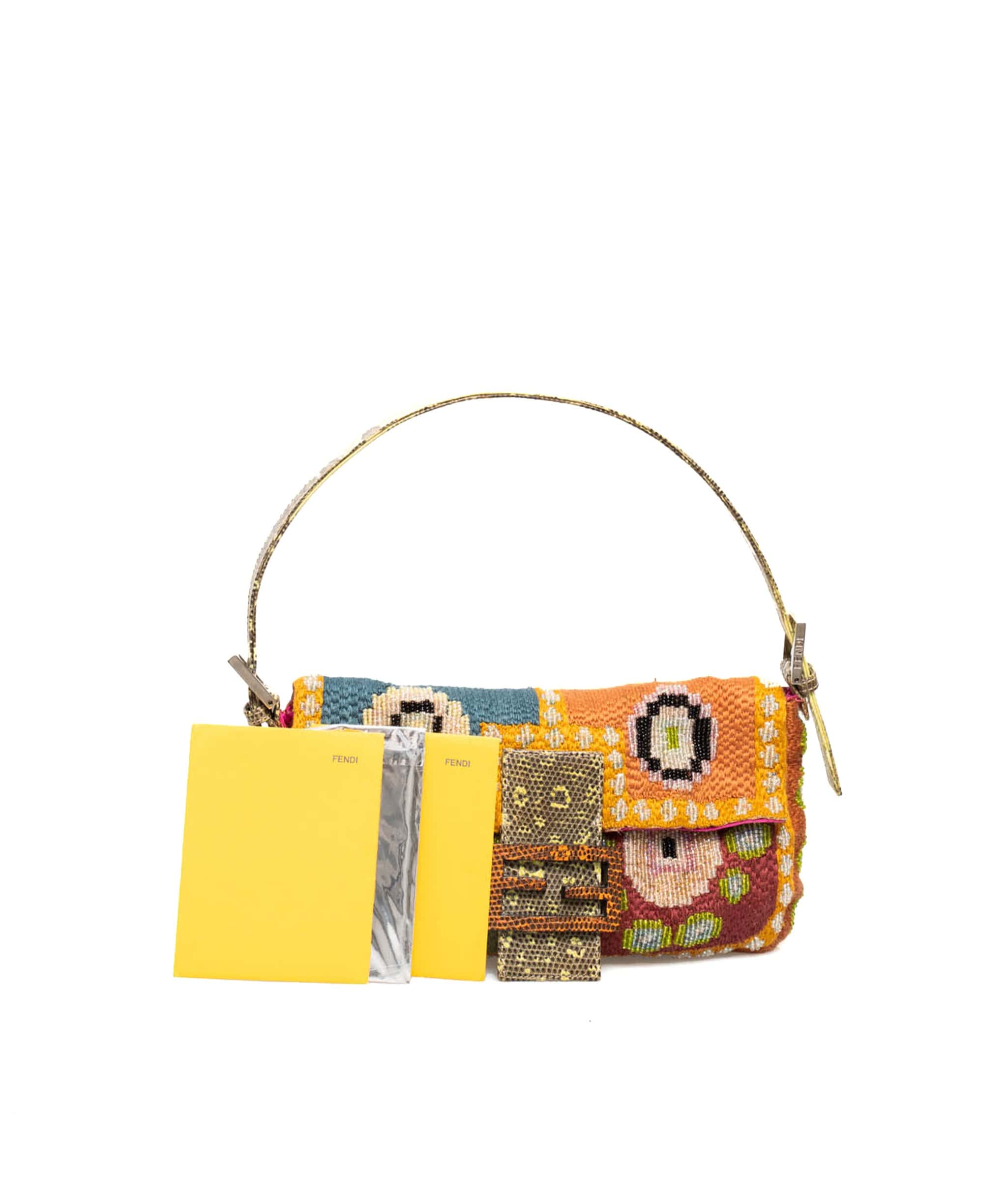 Fendi Fendi Beaded Baguette Bag with Lizard Skin Leather - AWL1774