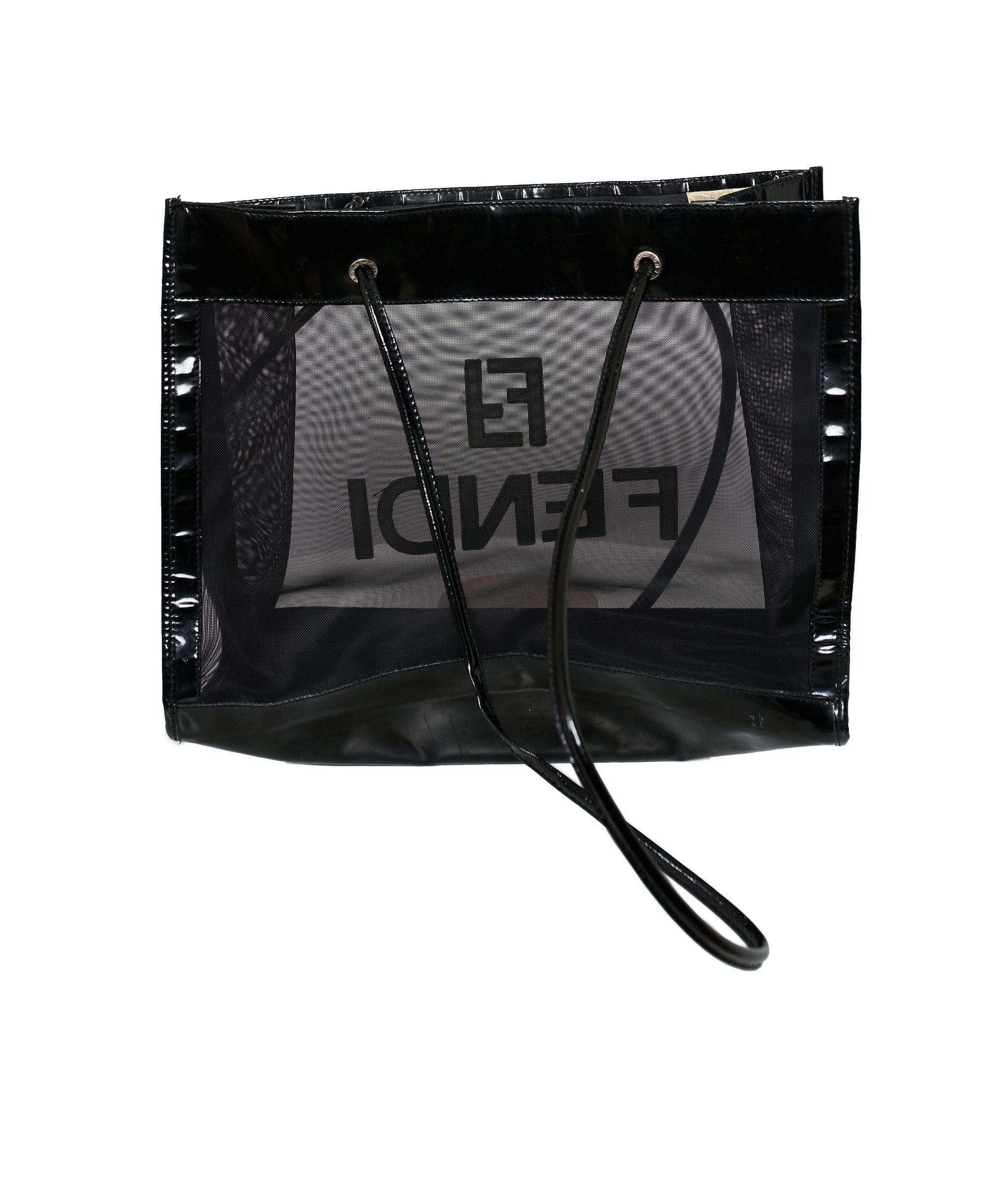 Fendi Fendi black mesh enamel tote - AWL1207