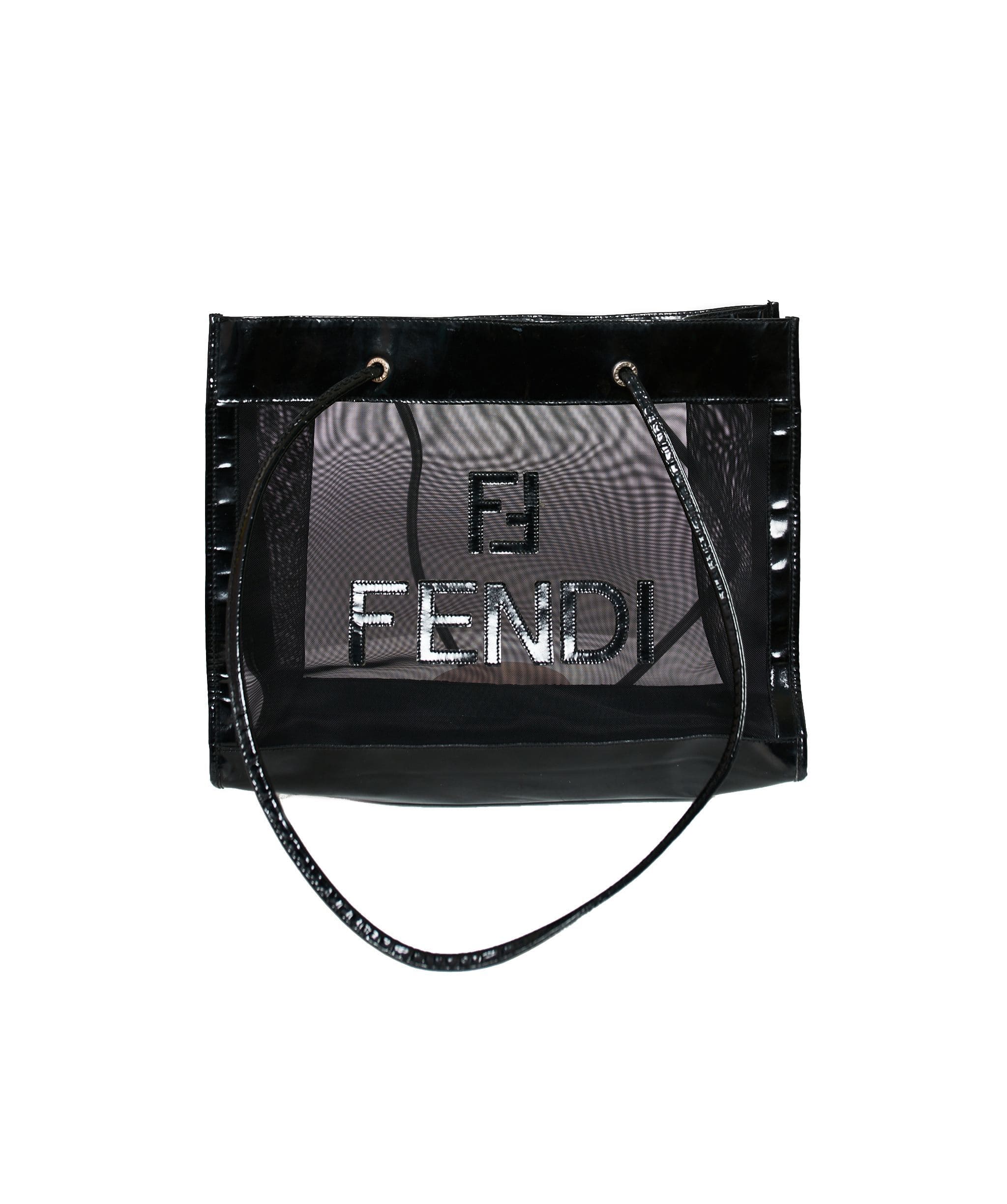 Fendi Fendi black mesh enamel tote - AWL1207