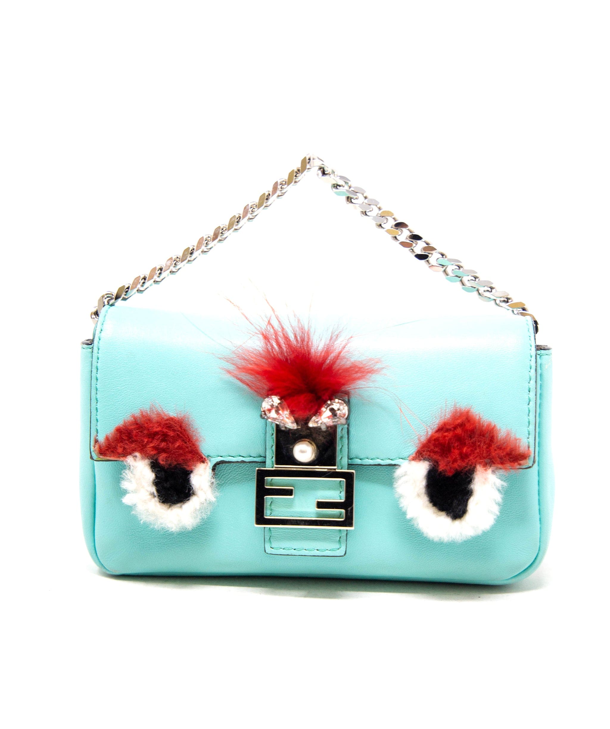 Fendi Fendi Blue Leather Mini baguette Bag  AGL1132