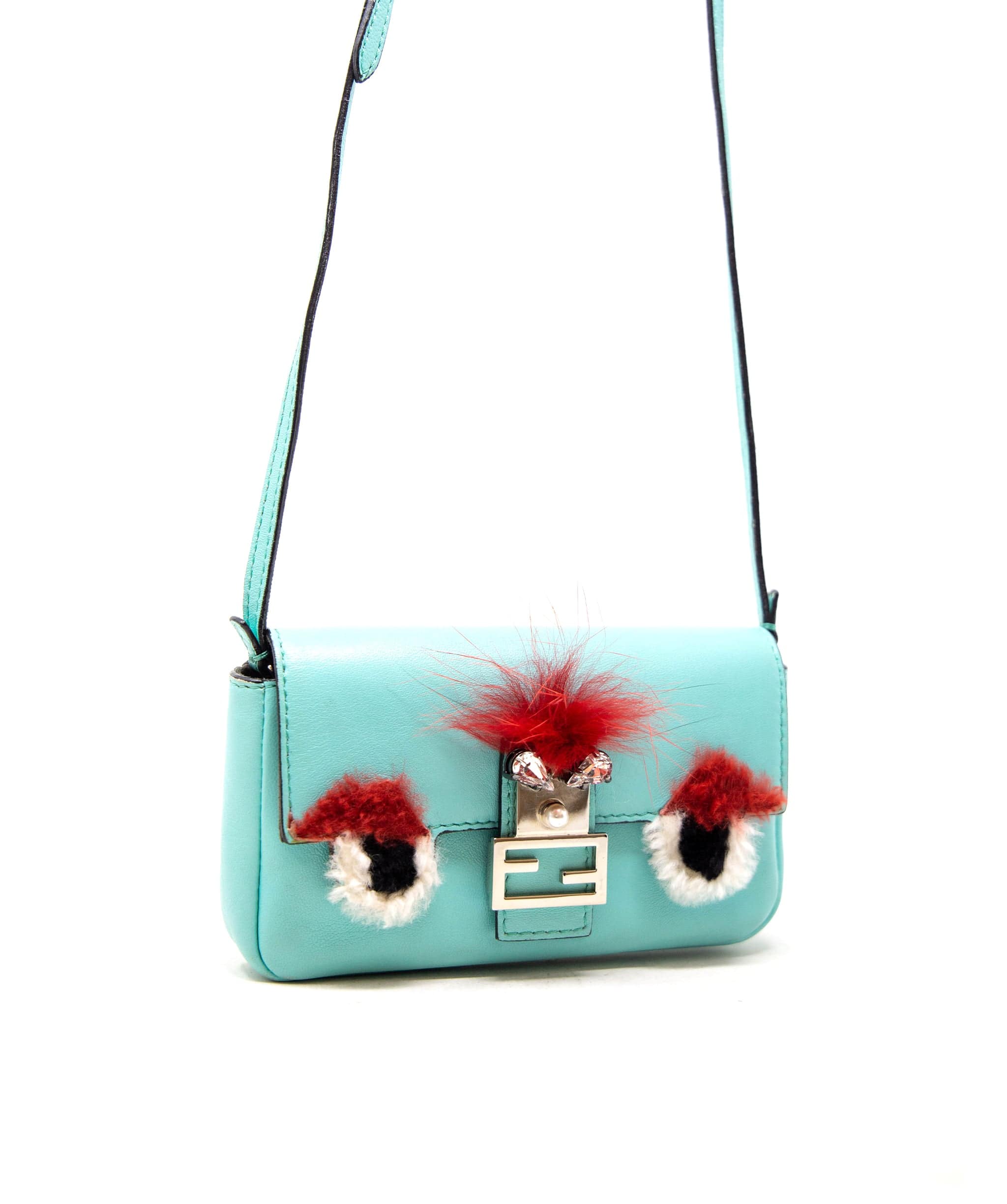 Fendi Fendi Blue Leather Mini baguette Bag  AGL1132