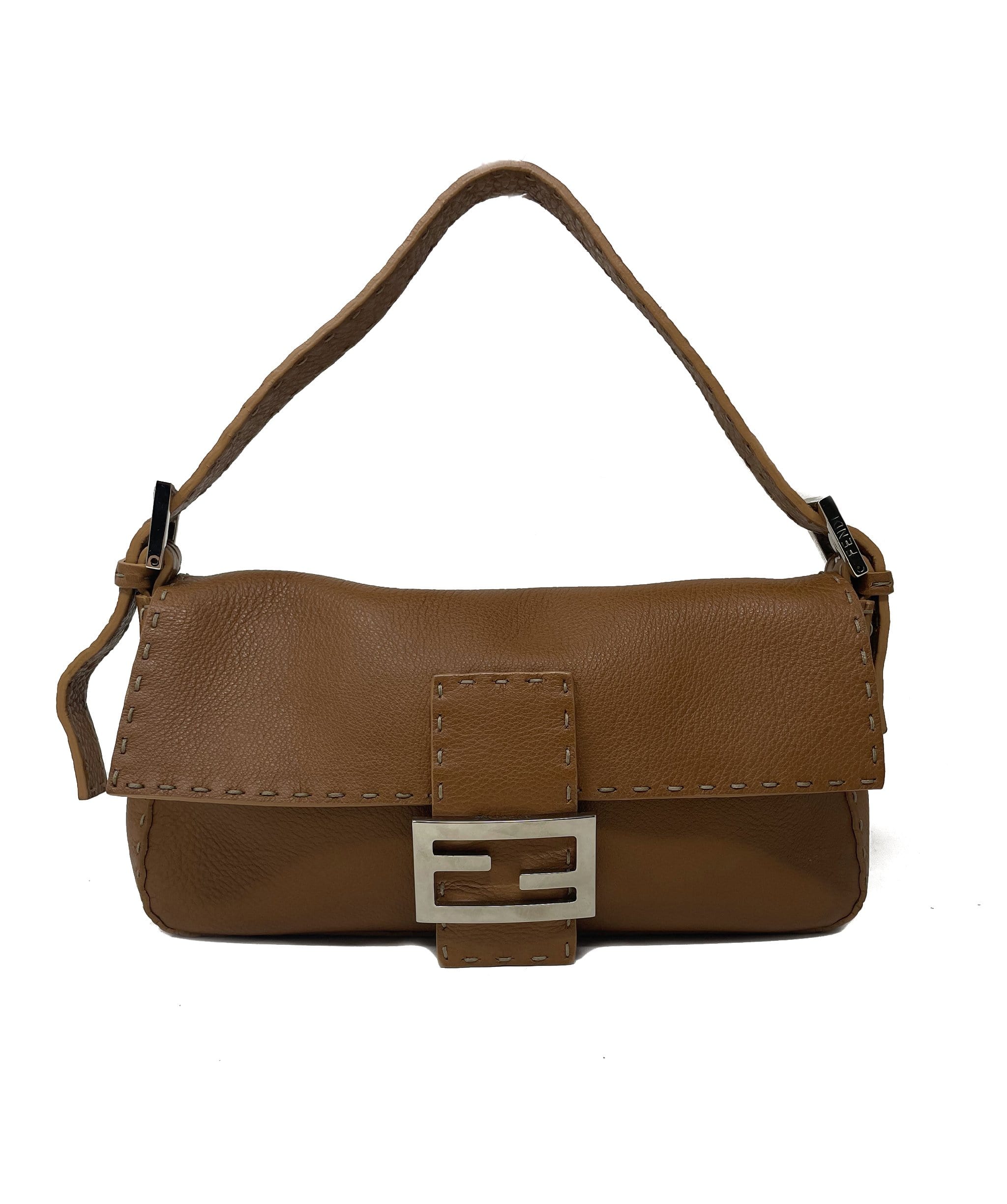 Fendi Fendi Brown Leather Baguette with Hand Stitch - AGL1286