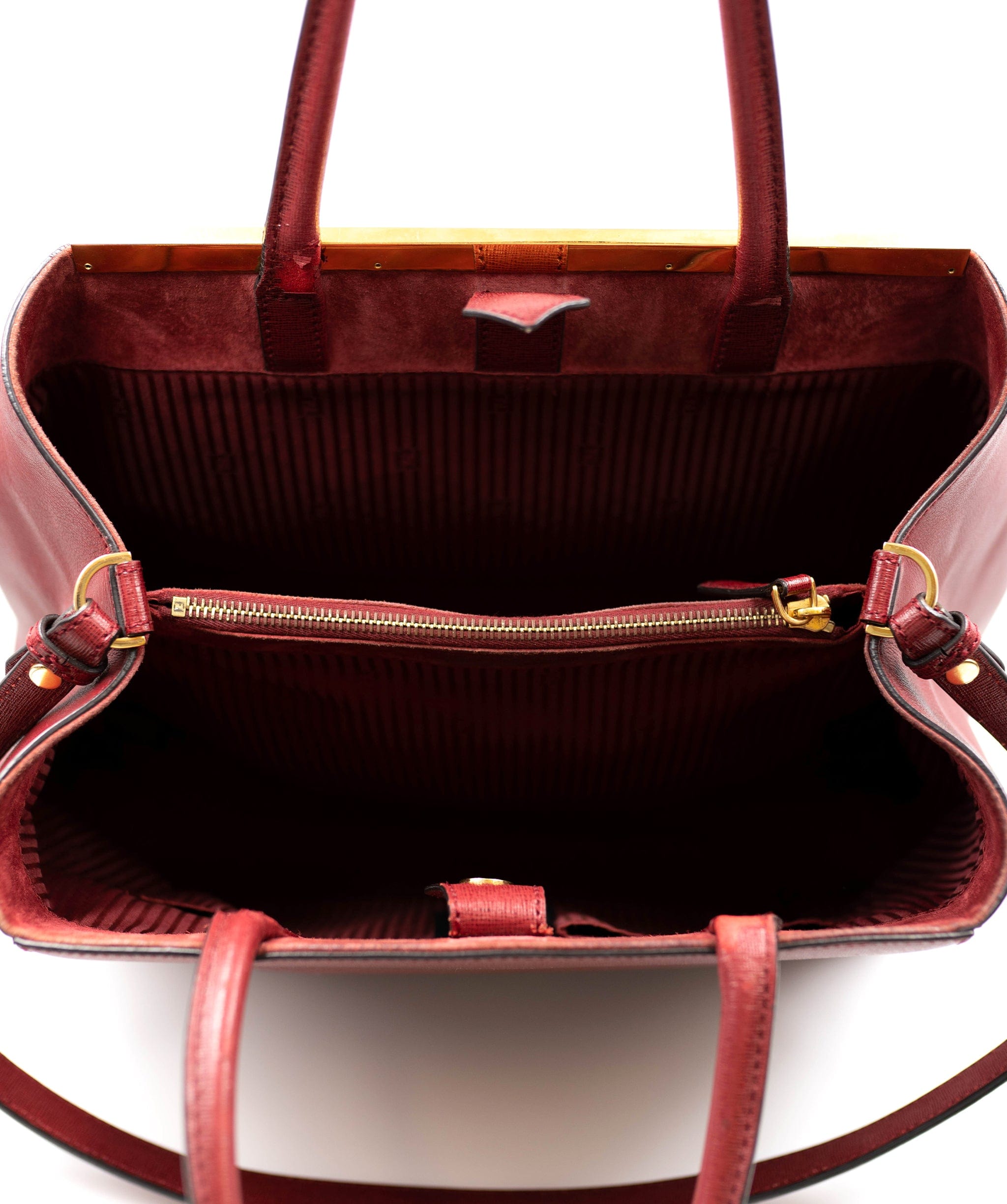 Fendi Fendi Burgundy Leather 2Jours Tote Bag - AGL1913