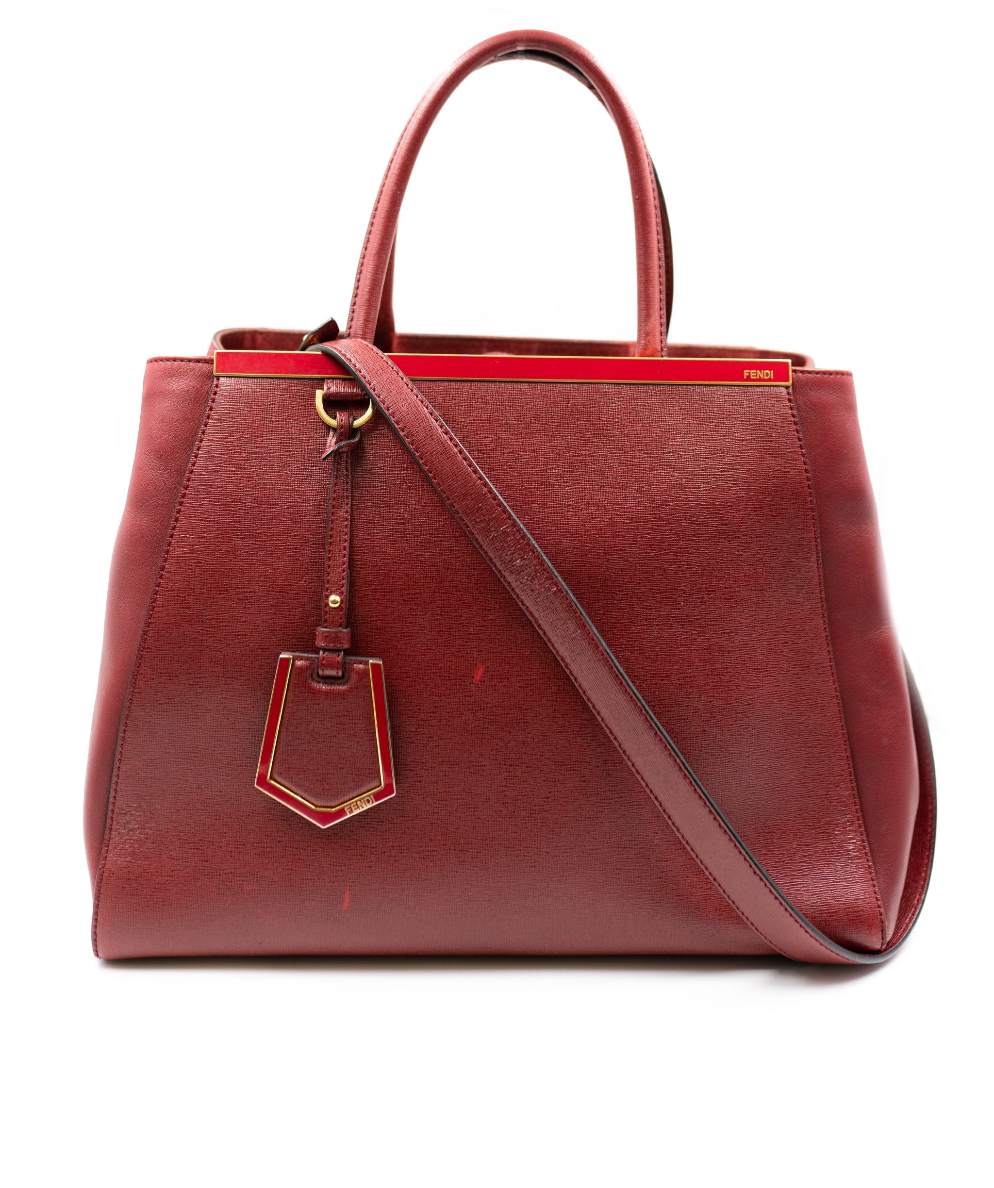 Fendi Fendi Burgundy Leather 2Jours Tote Bag - AGL1913