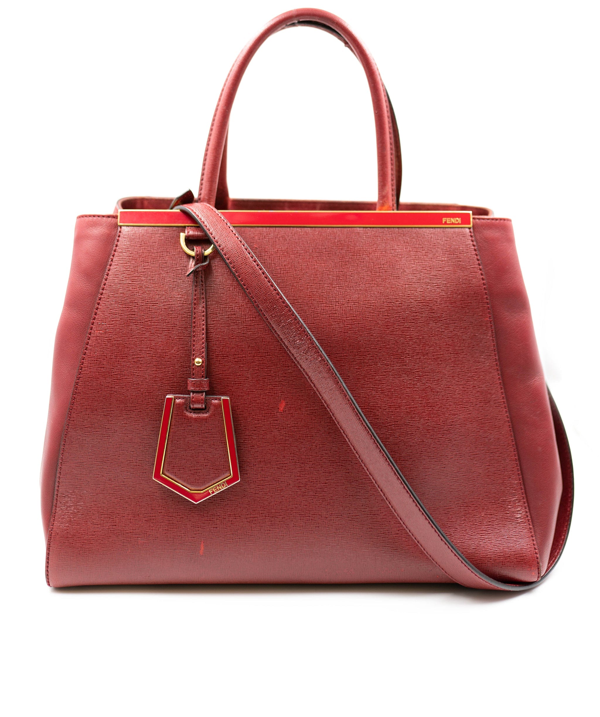 Fendi Fendi Burgundy Leather 2Jours Tote Bag - AGL1913