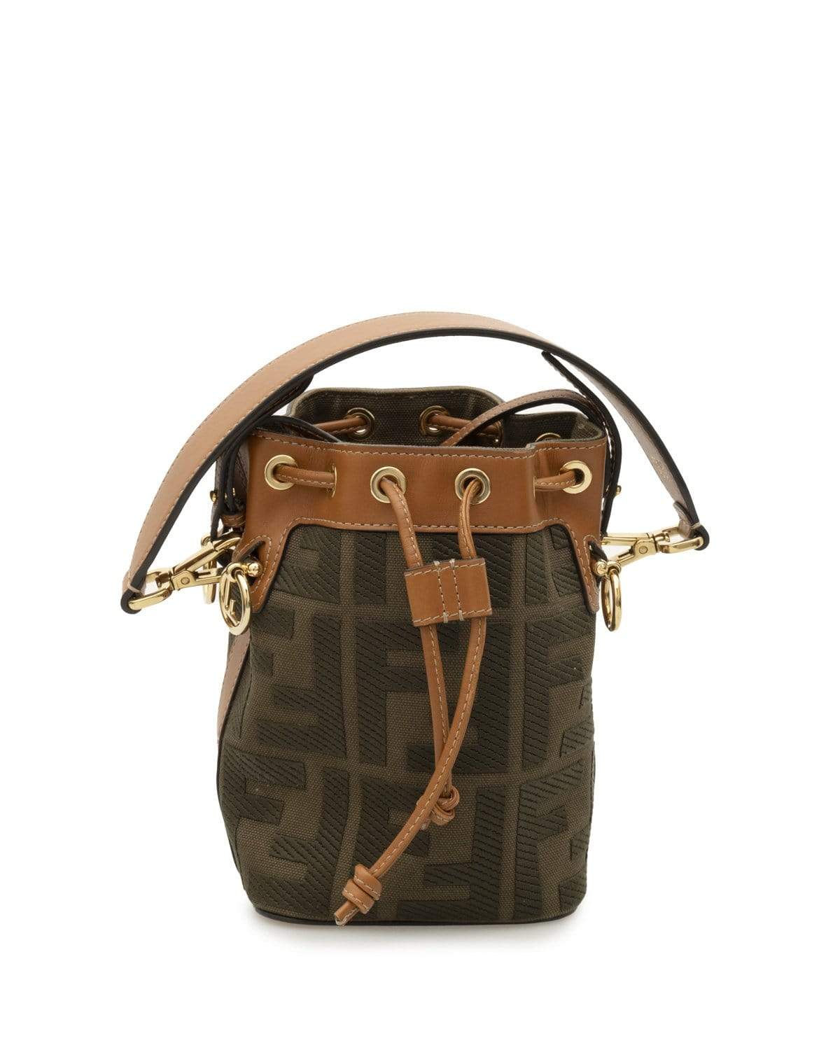 Fendi Fendi Canvas/Leather Khaki Zucca Bucket Bag - AGL1487