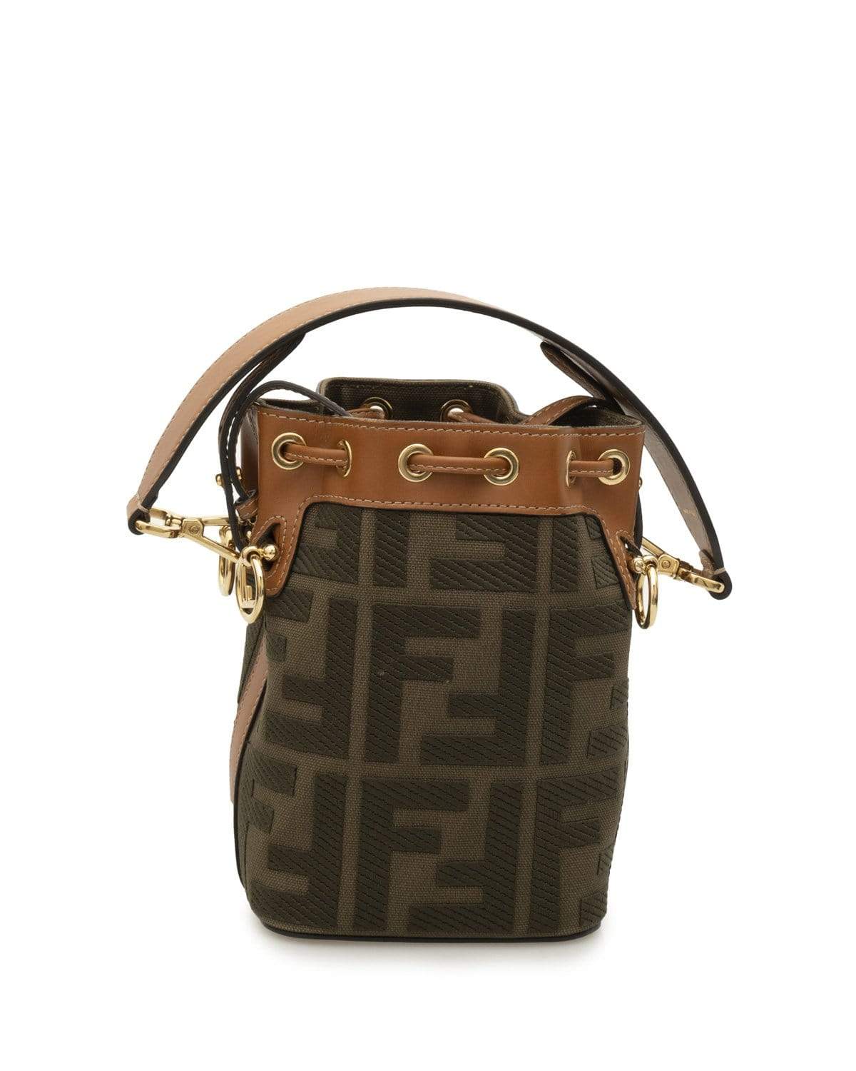 Fendi Fendi Canvas/Leather Khaki Zucca Bucket Bag - AGL1487