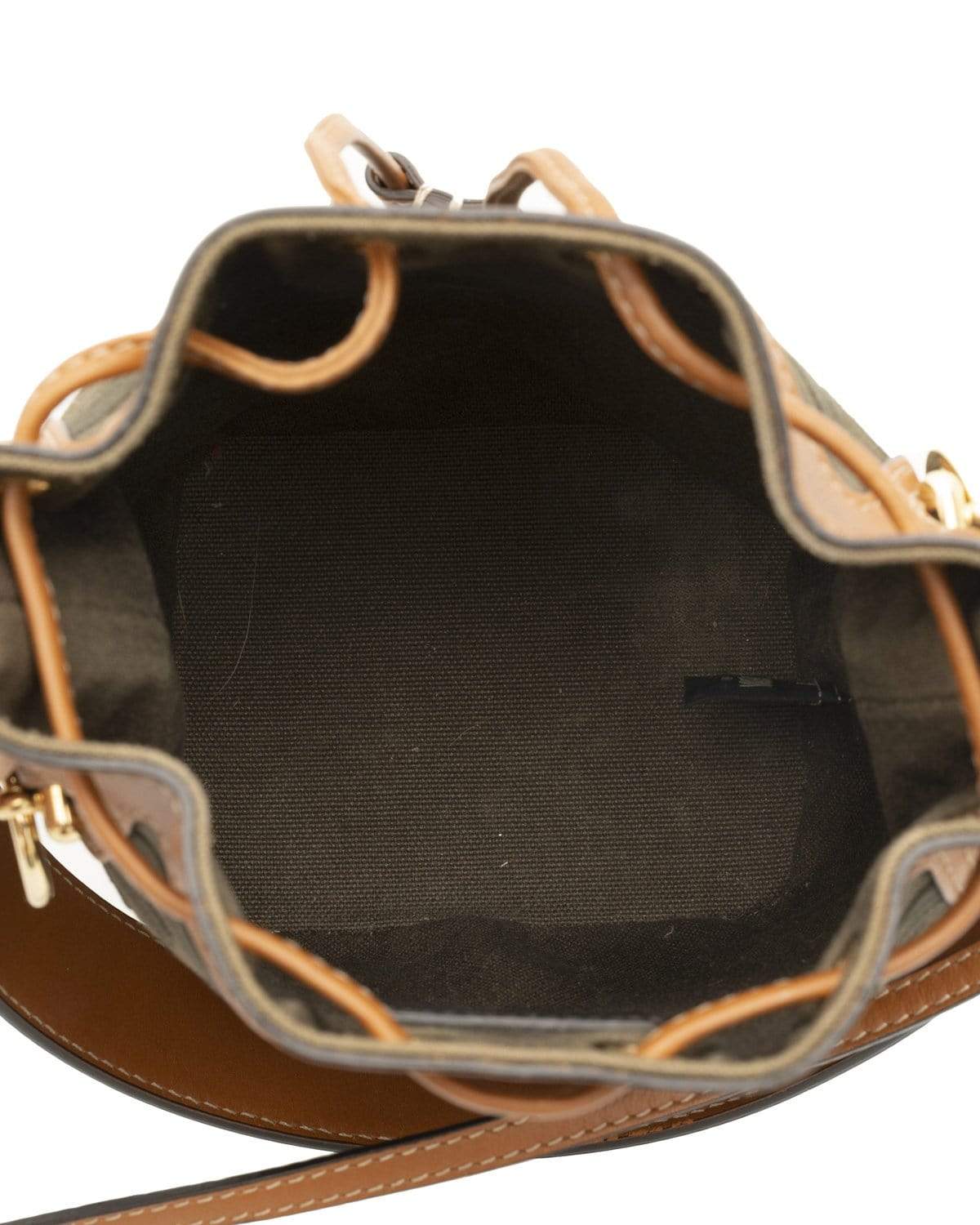 Fendi Fendi Canvas/Leather Khaki Zucca Bucket Bag - AGL1487