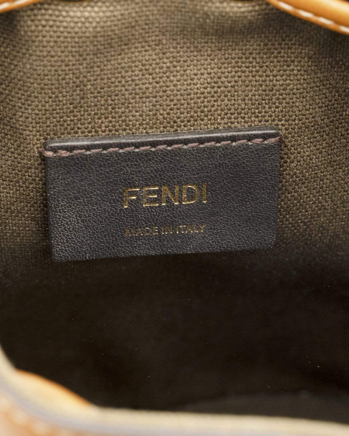 Fendi Fendi Canvas/Leather Khaki Zucca Bucket Bag - AGL1487