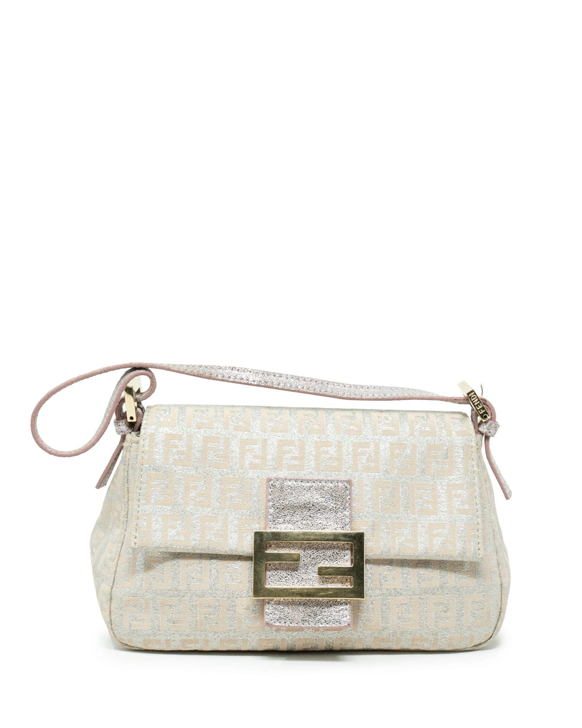 Fendi Fendi FF Silver & Beige Pochette Bag - AGL1930