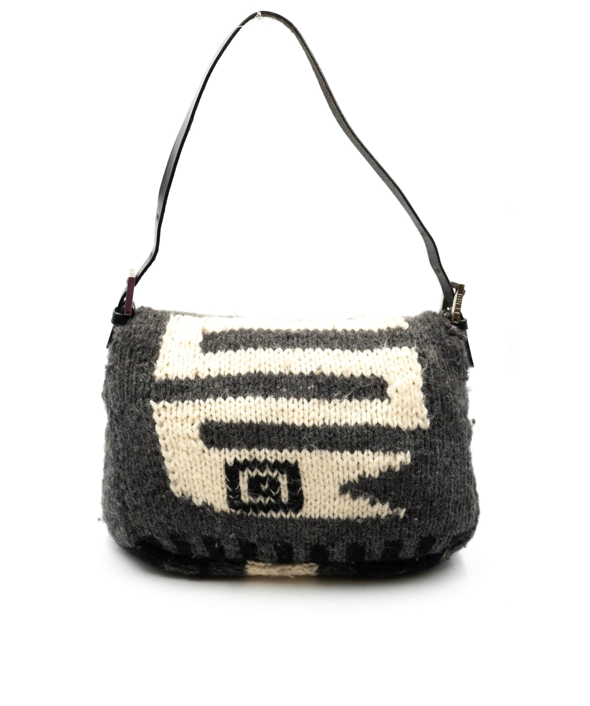 Fendi Fendi Knitted Grey and Black Mama Forever Bag - AWC1614