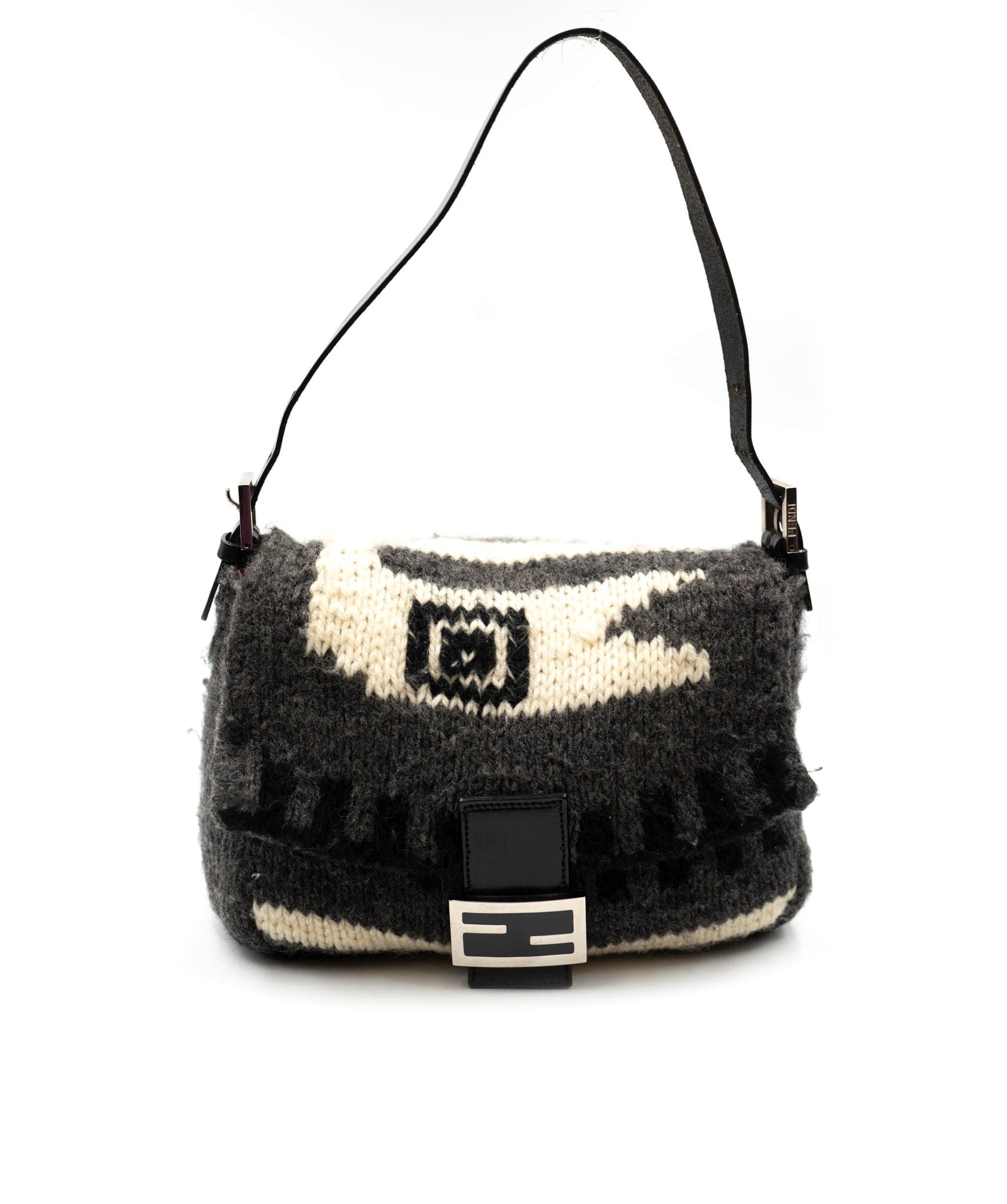 Fendi Fendi Knitted Grey and Black Mama Forever Bag - AWC1614