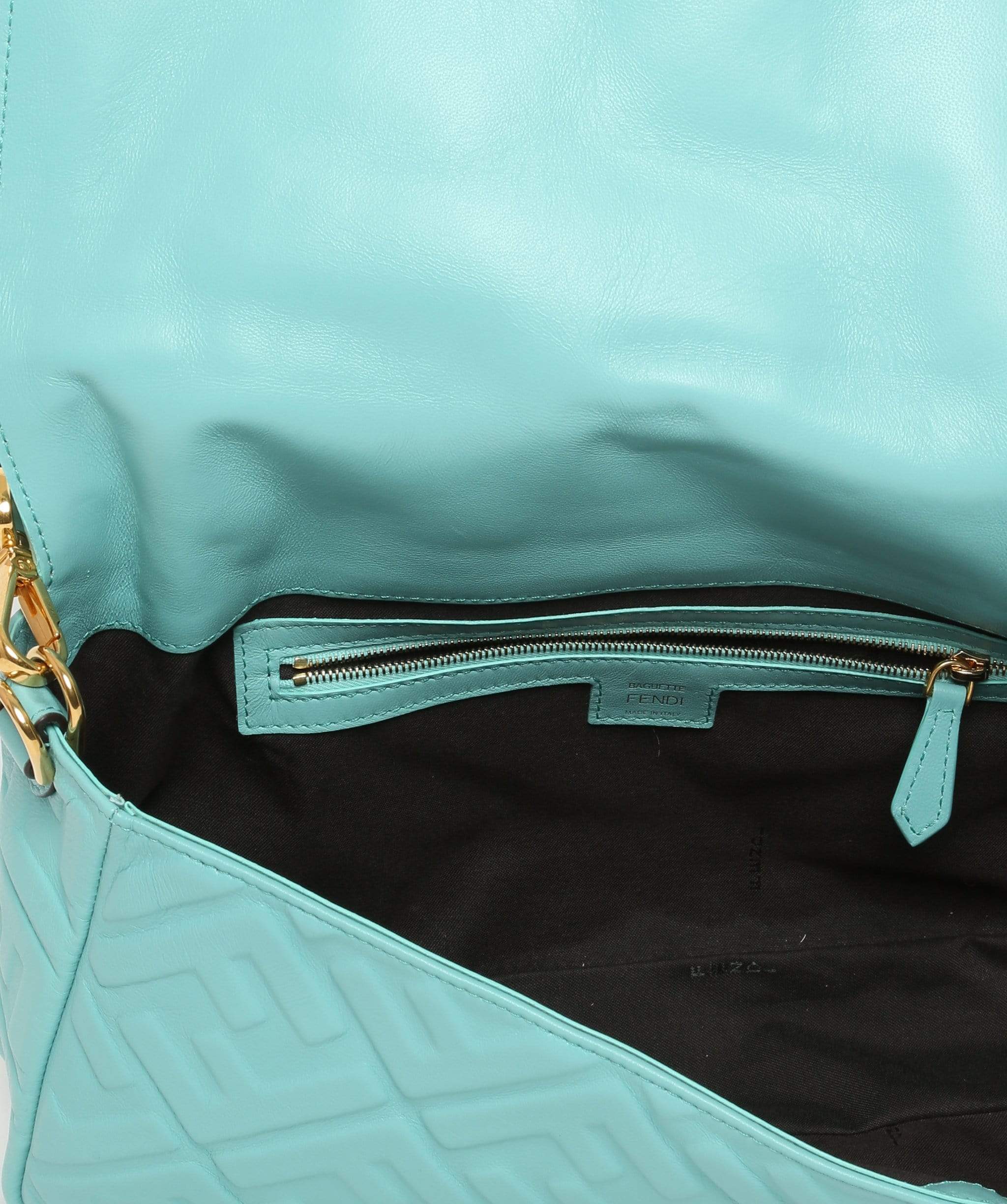 Fendi Fendi Light Blue Nappa Large Baguette Bag