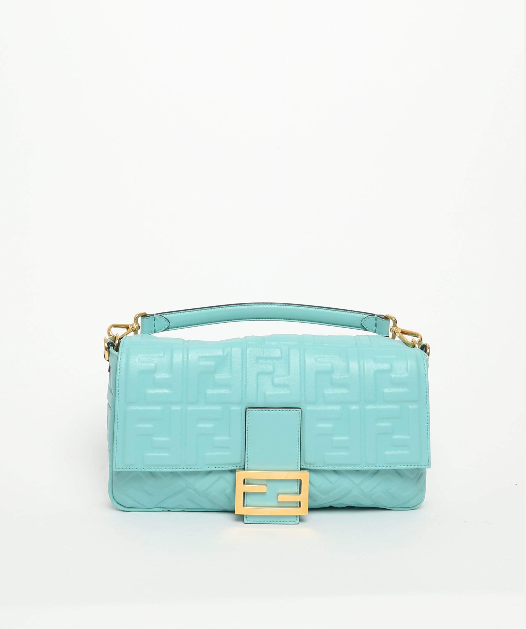 Fendi Fendi Light Blue Nappa Large Baguette Bag