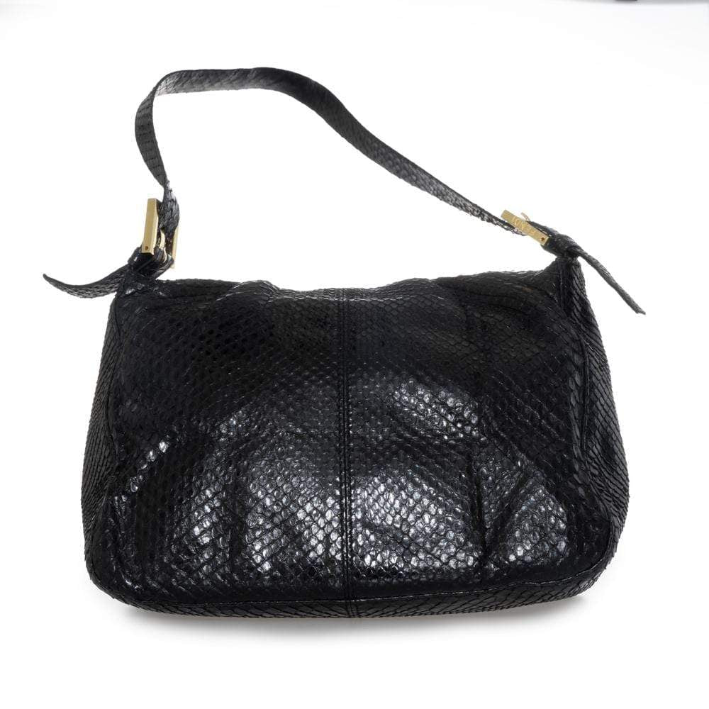 Fendi Fendi Mama Baguette Black Python Leather Bag