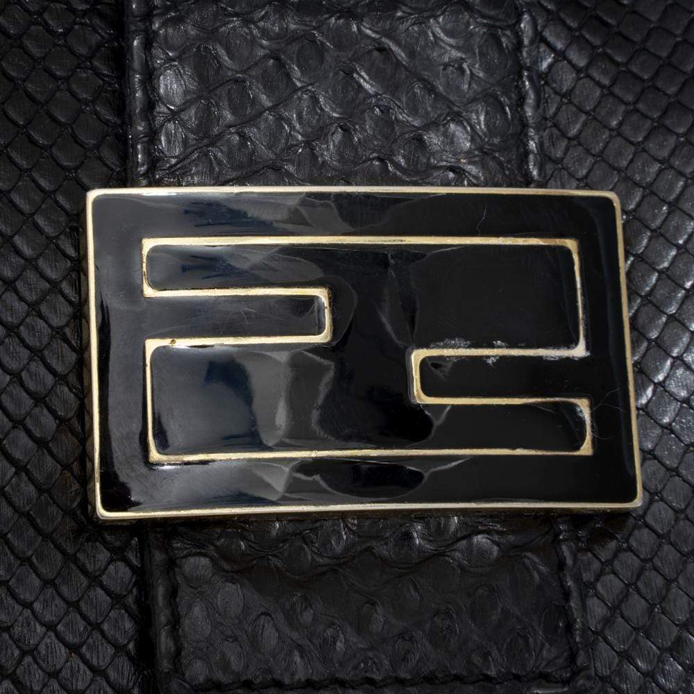 Fendi Fendi Mama Baguette Black Python Leather Bag