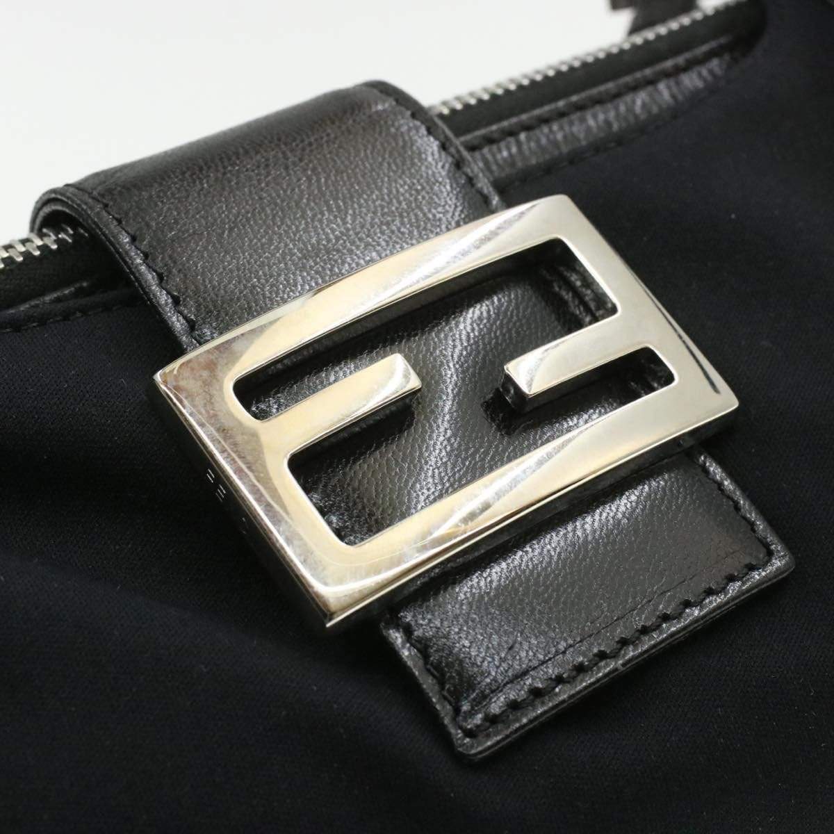 Fendi FENDI Nylon Mamma Baguette Shoulder Bag Black