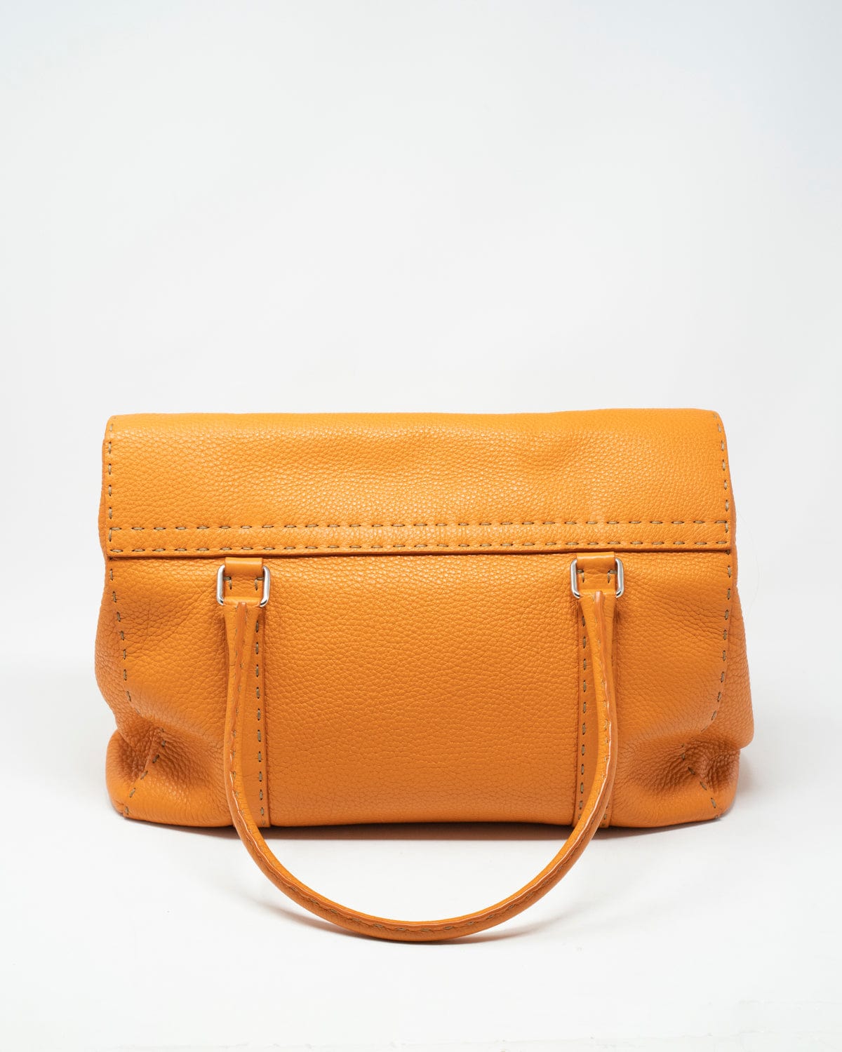 Fendi Fendi Orange Grained Leather Tote Bag - ADL1842