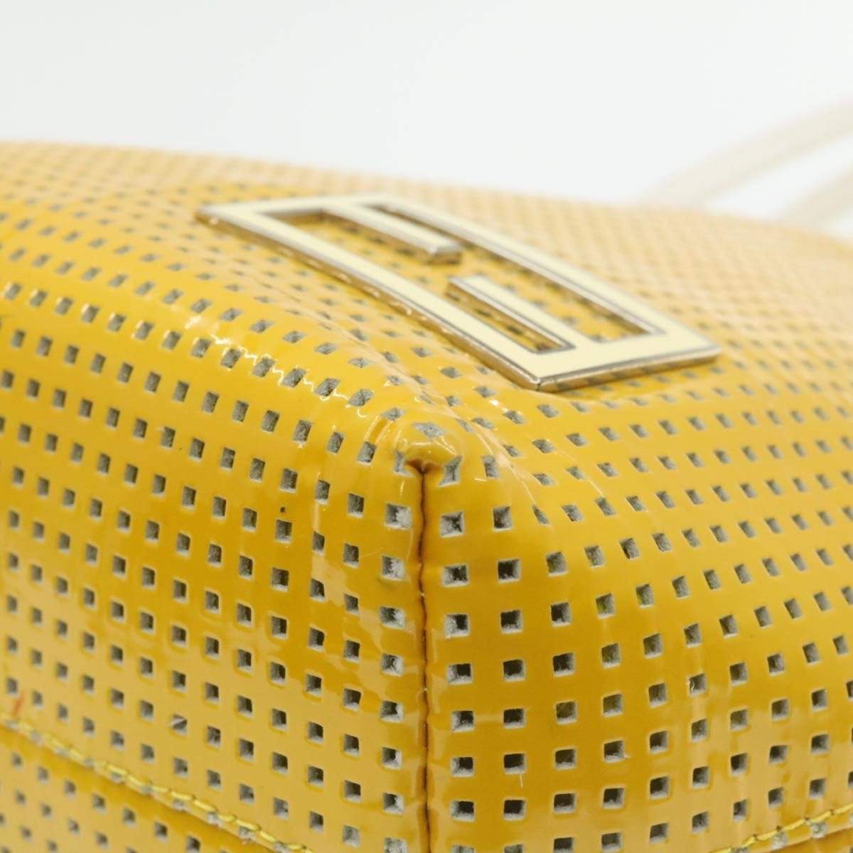 Fendi FENDI Patent Yellow Perforated Small Tote Bag MW2326