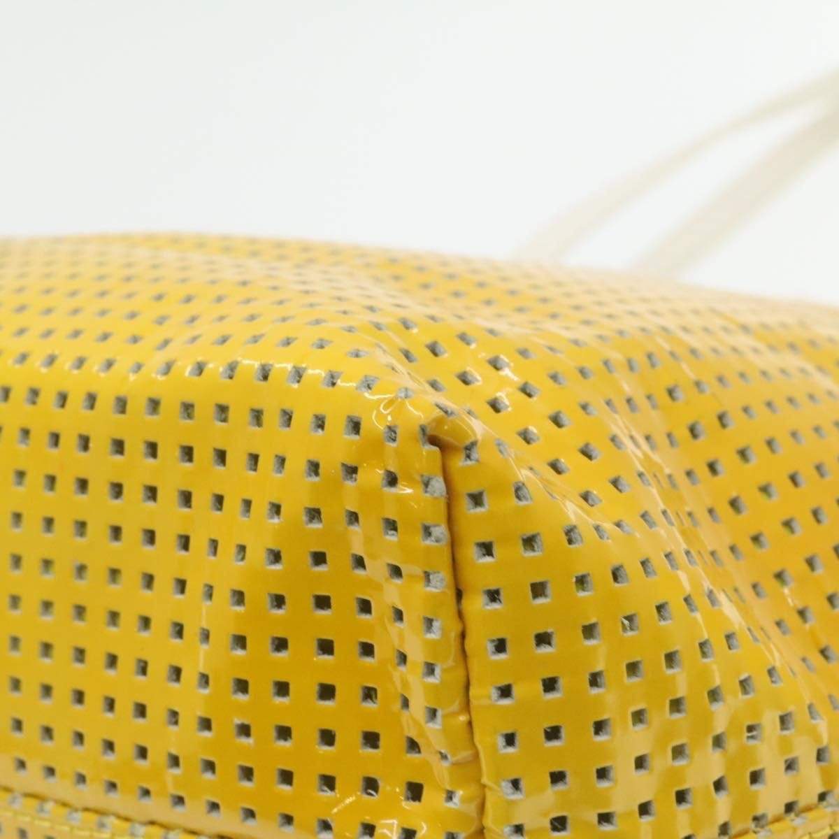 Fendi FENDI Patent Yellow Perforated Small Tote Bag MW2326