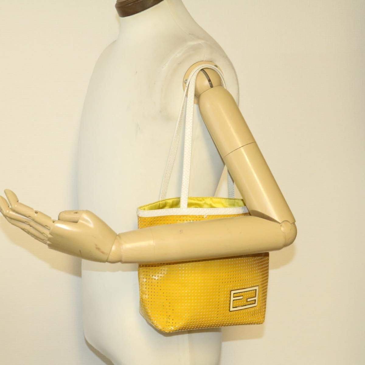 Fendi FENDI Patent Yellow Perforated Small Tote Bag MW2326