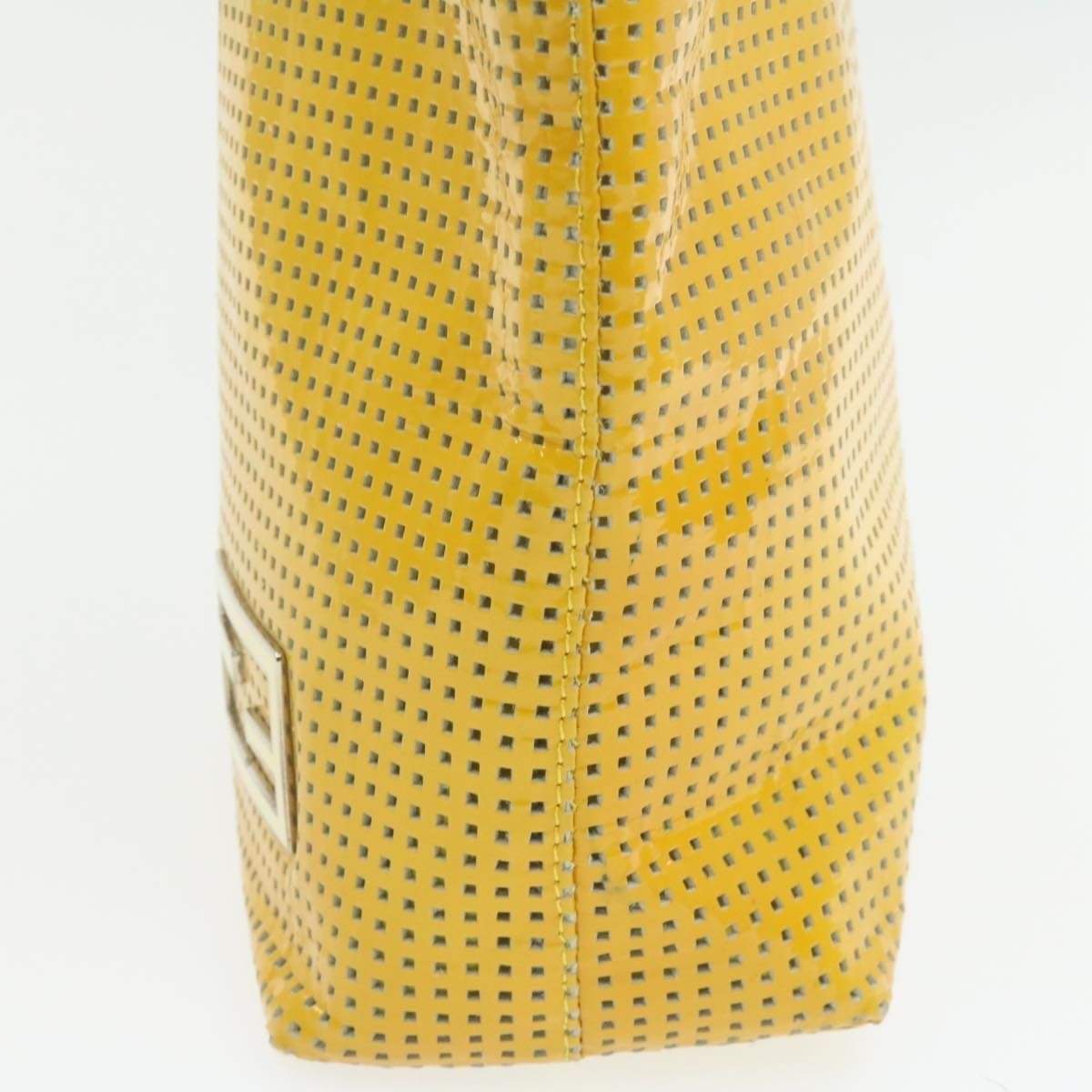 Fendi FENDI Patent Yellow Perforated Small Tote Bag MW2326