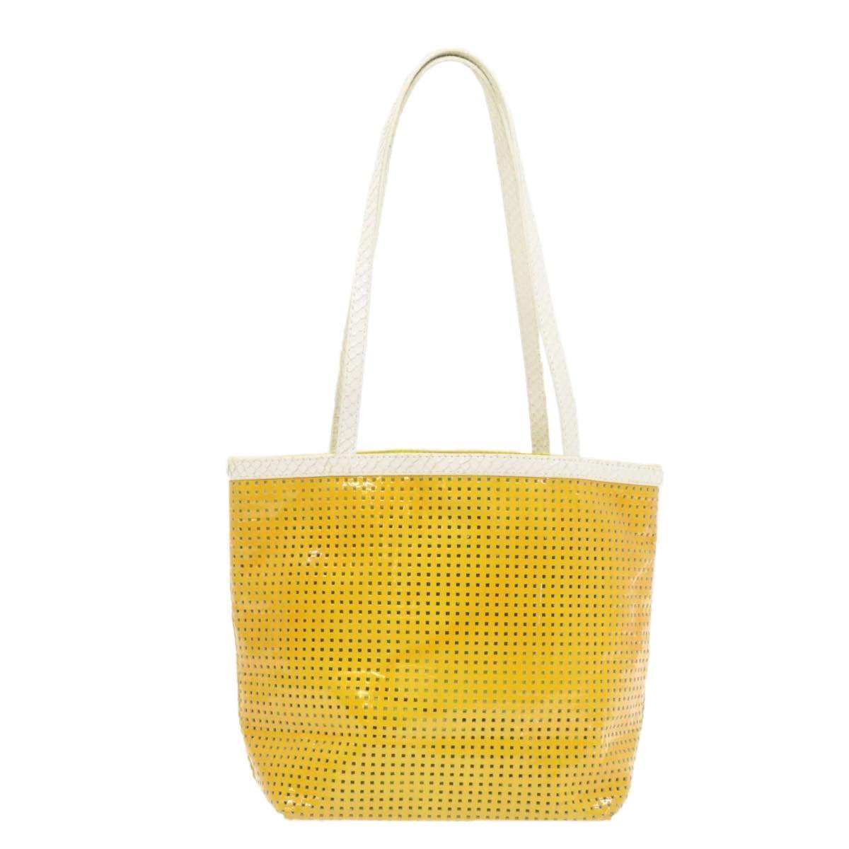 Fendi FENDI Patent Yellow Perforated Small Tote Bag MW2326