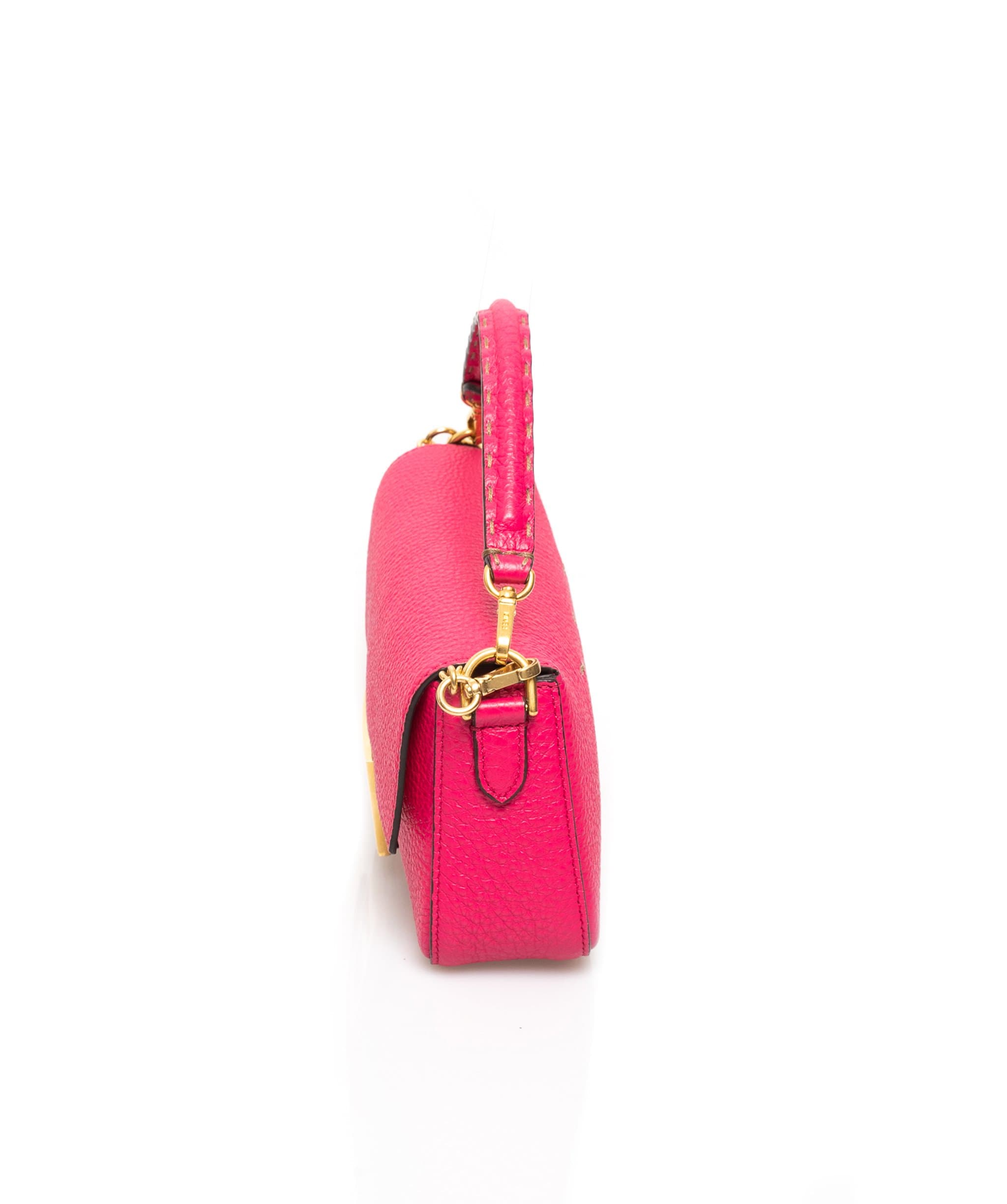 Fendi Fendi Pink Leather Mini Baguette Bag GHW  AGC1021