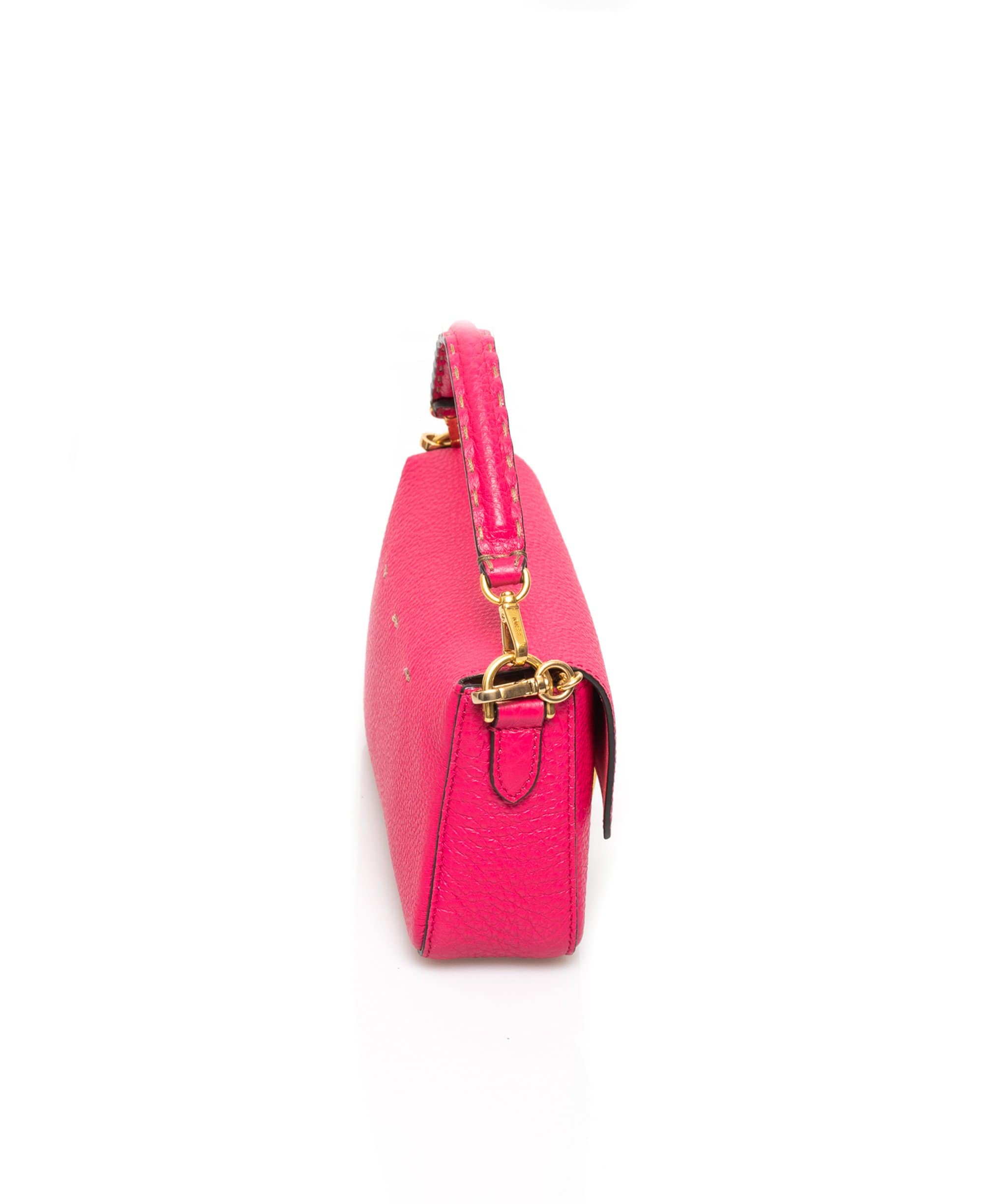 Fendi Fendi Pink Leather Mini Baguette Bag GHW  AGC1021