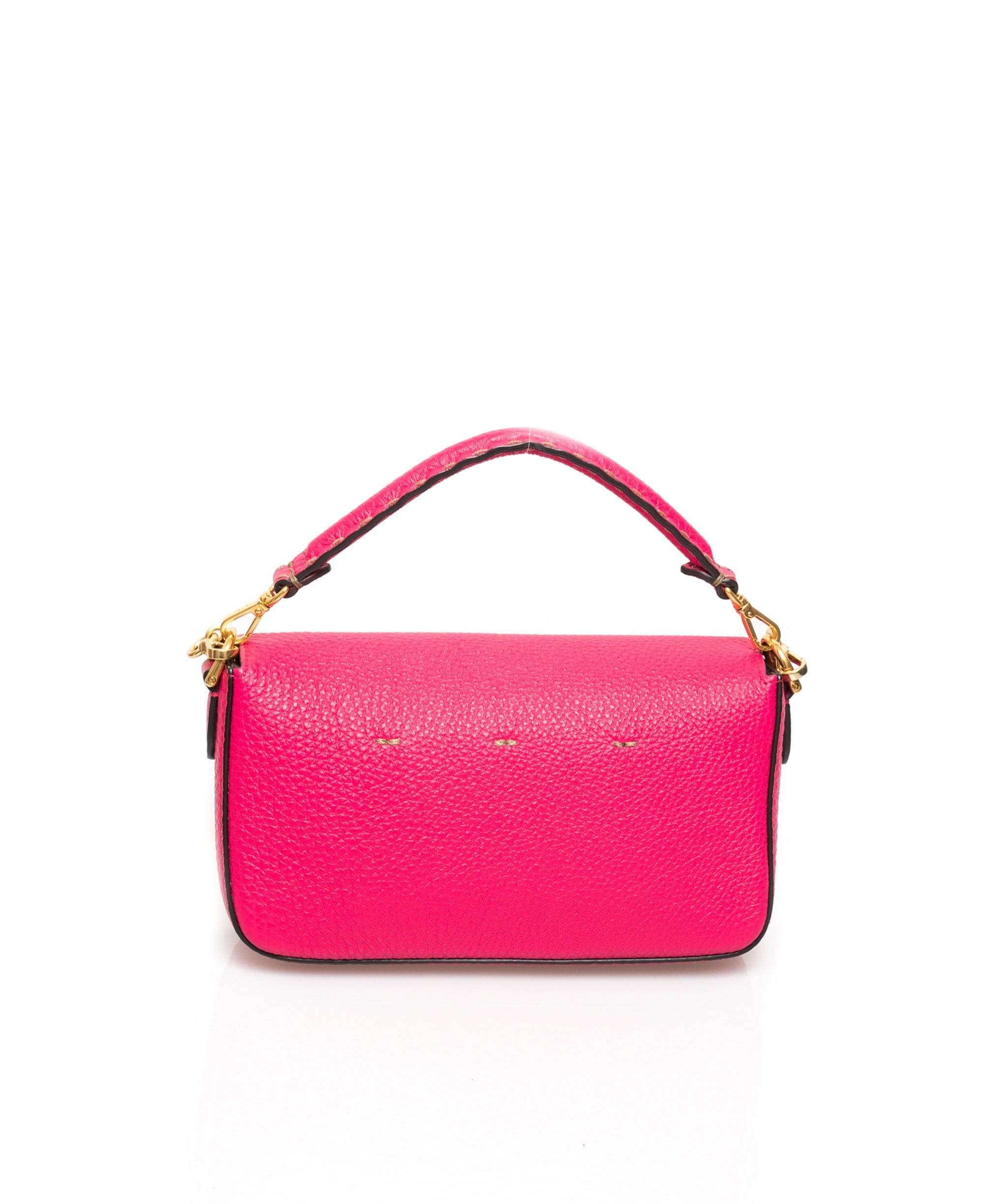 Fendi Fendi Pink Leather Mini Baguette Bag GHW  AGC1021