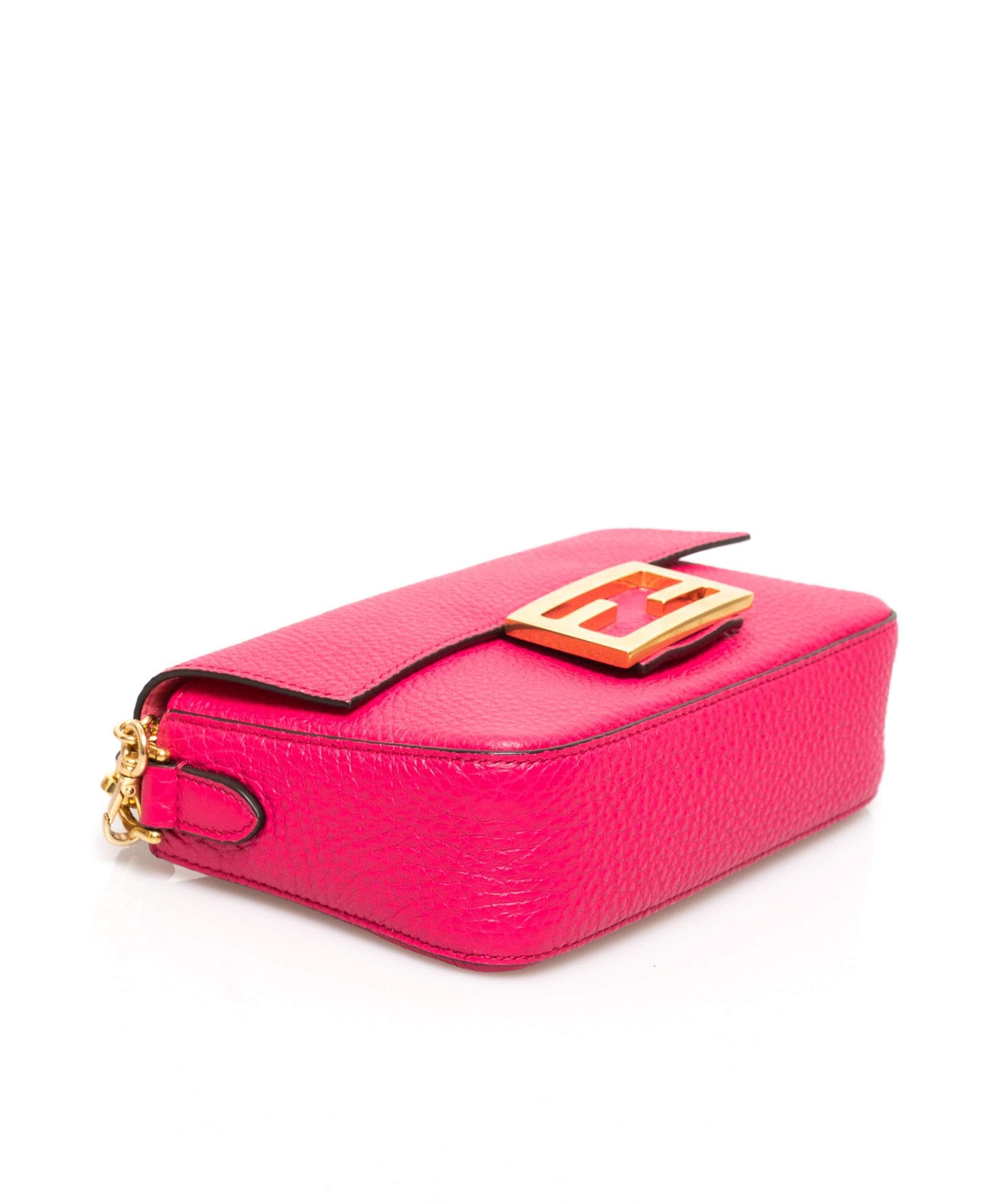 Fendi Fendi Pink Leather Mini Baguette Bag GHW  AGC1021