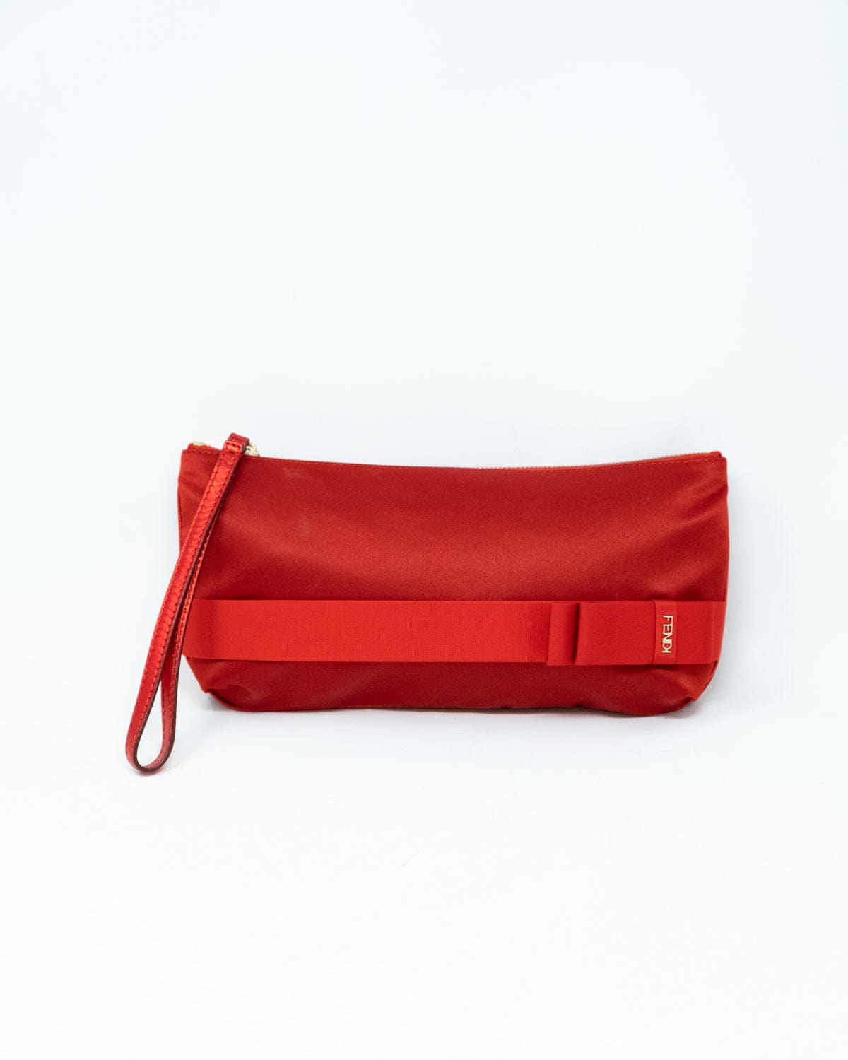 Fendi Fendi Red Satin Bow Clutch Bag - AGL1731